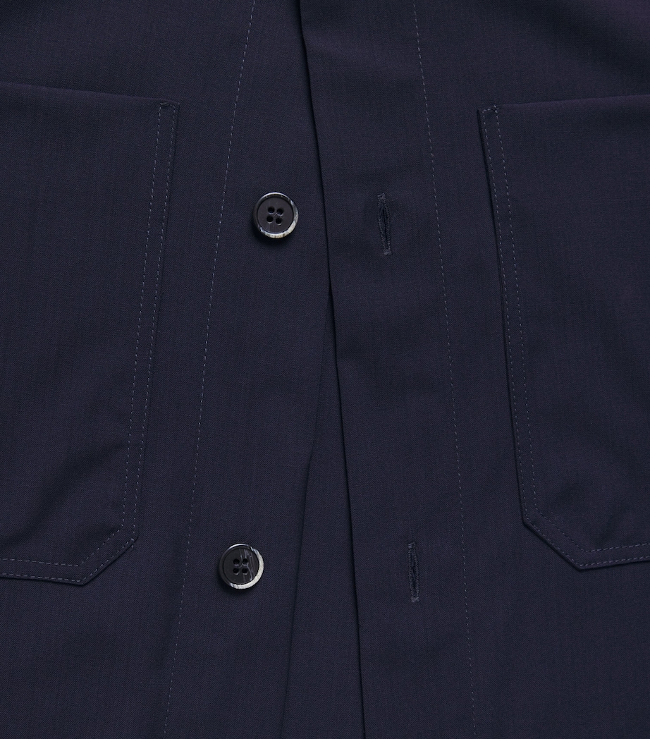 Barena Mens Tropical Wool Overshirt Navy Image 6