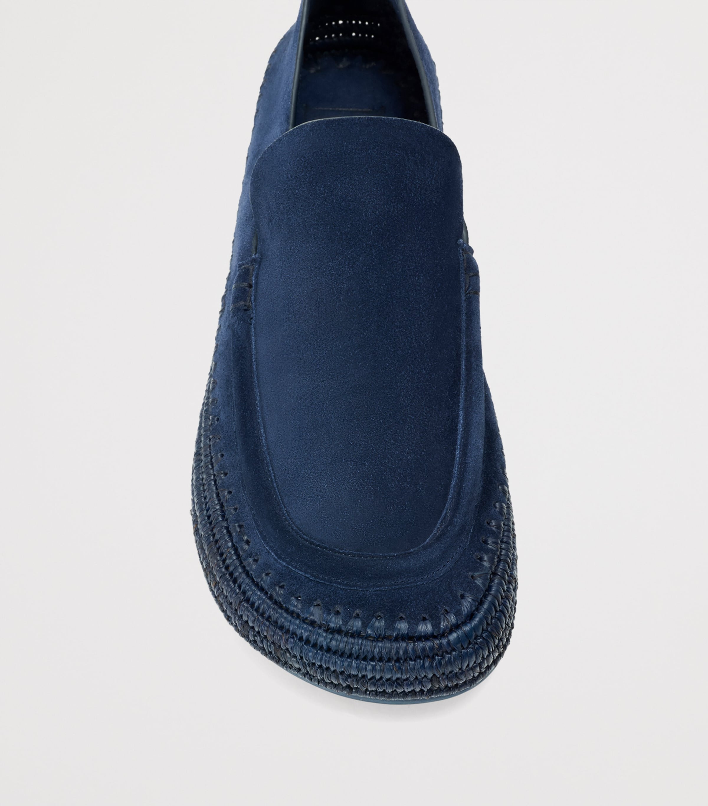 LOEWE x Paula's Ibiza Suede-Raffia Rio Loafers Ink Blue Image 4