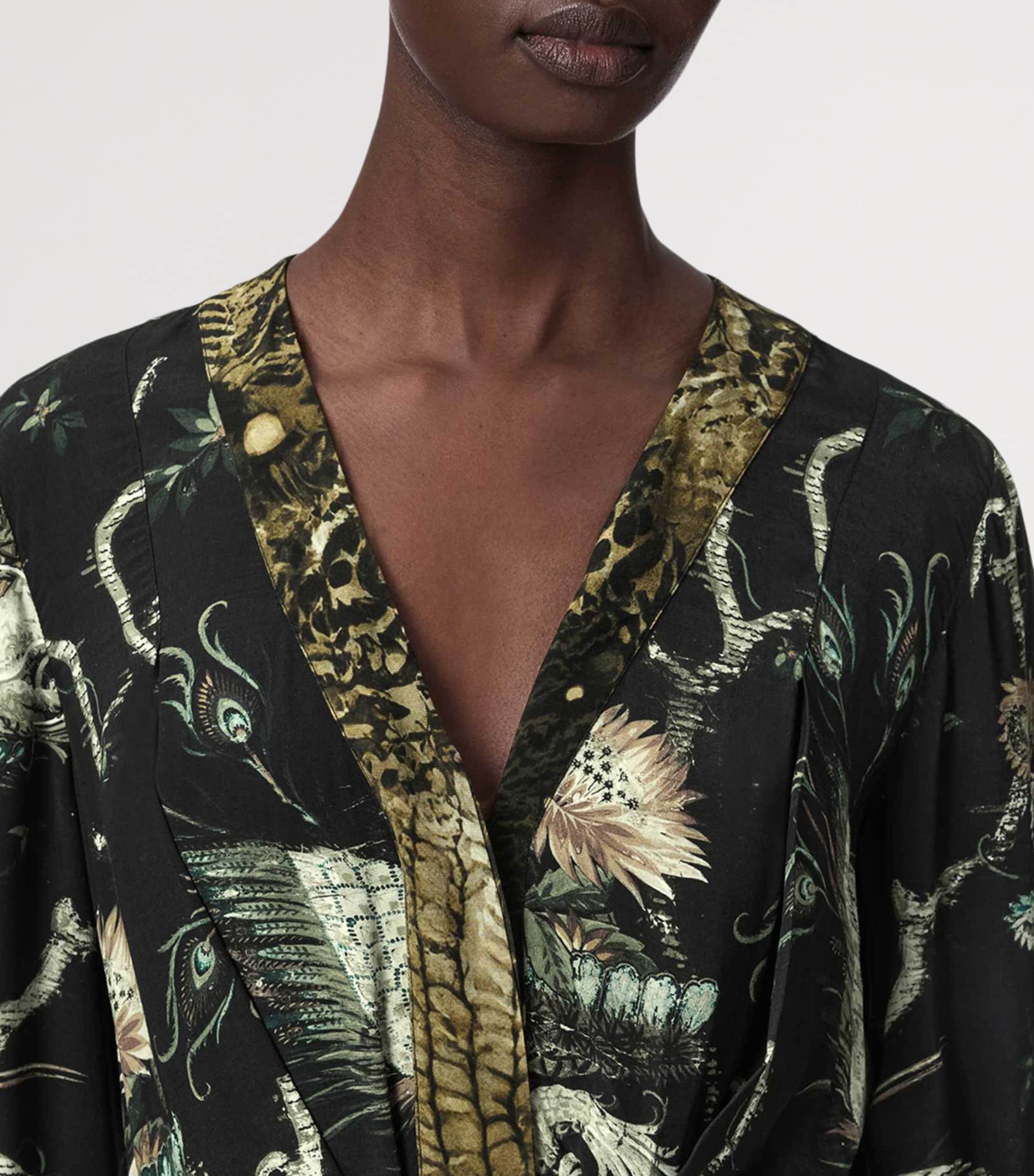 AllSaints Womens Printed Diana Midi Wrap Dress Taravao Soft Green Image 6