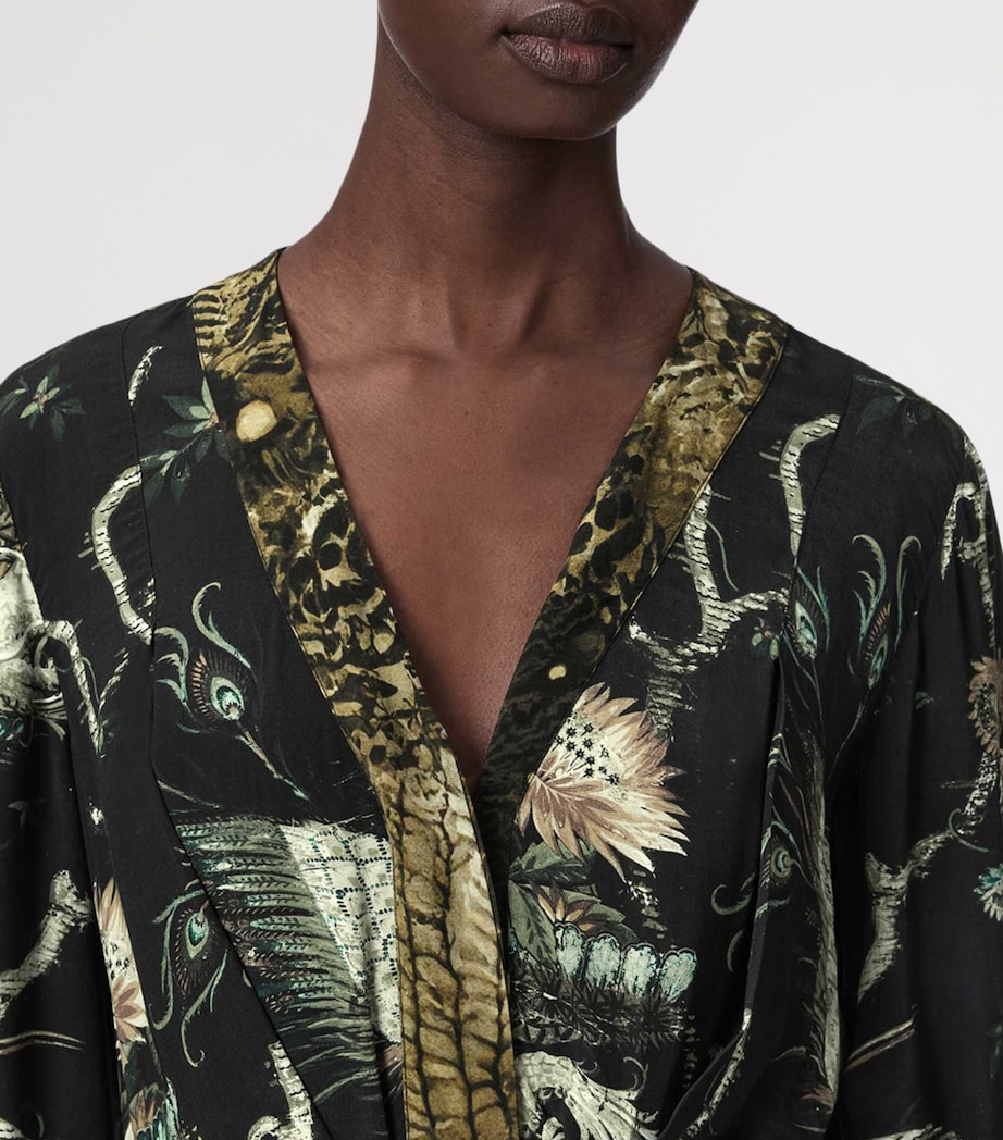 AllSaints Womens Printed Diana Midi Wrap Dress Taravao Soft Green Image 6