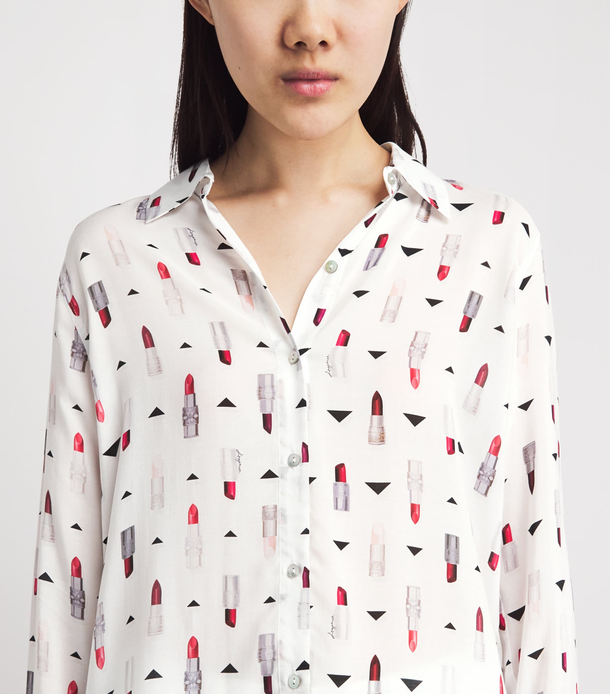 L'Agence Womens Lipstick Print Holly Shirt Lipp Ivry Mlti Lpstk Image 3