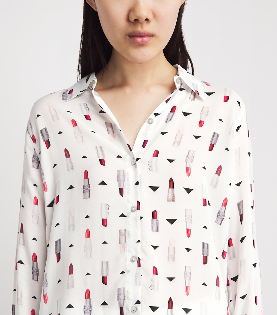 L'Agence Womens Lipstick Print Holly Shirt Lipp Ivry Mlti Lpstk Image 3