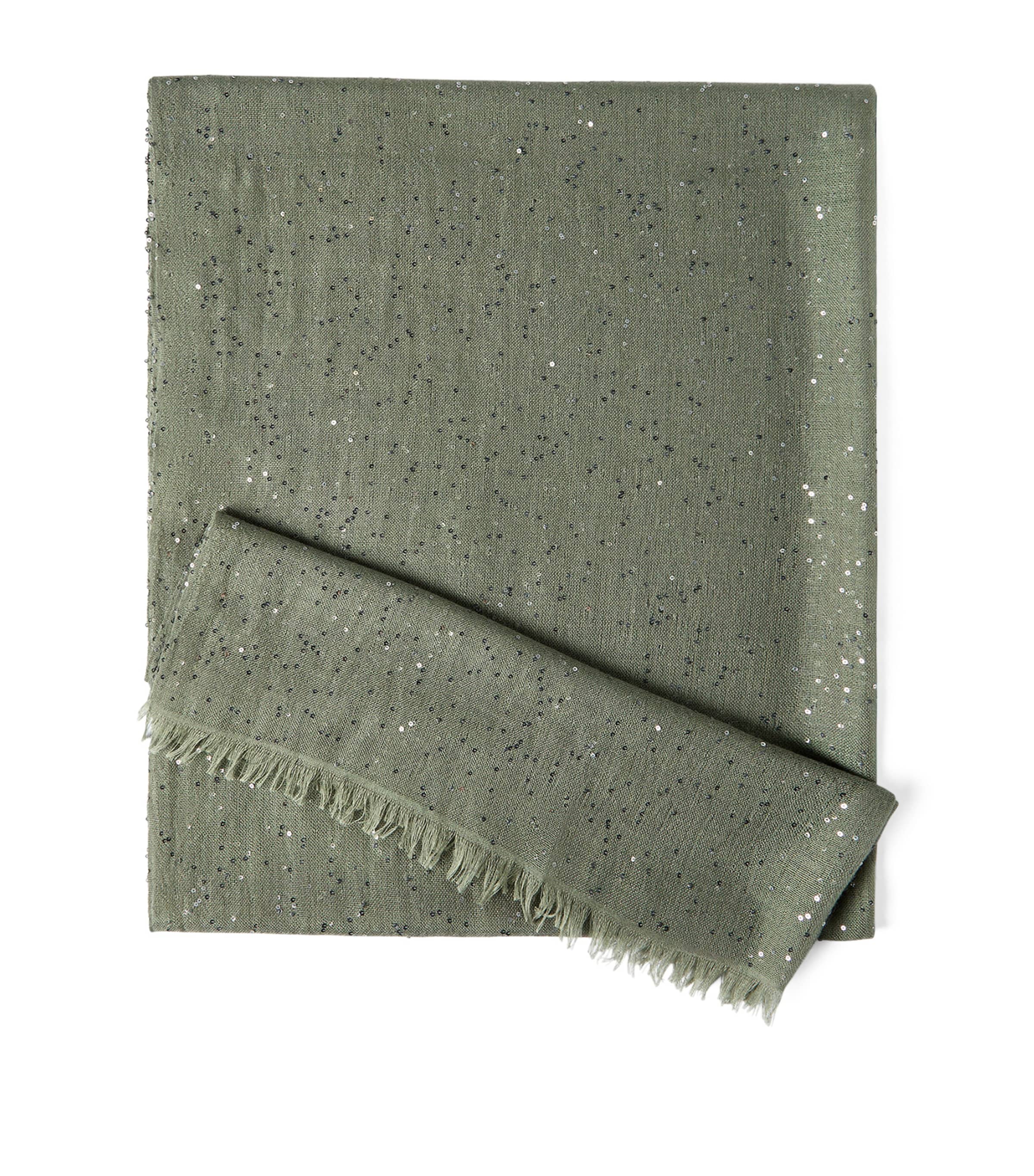 Brunello Cucinelli Cashmere-Silk Sequinned Scarf Image 1