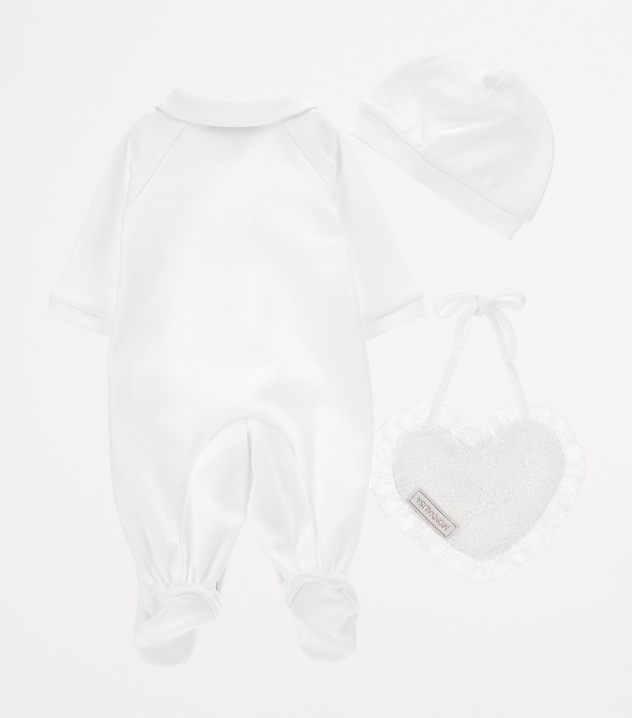 Cotton All-In-One, Hat and Bib Set (1-9 Months) BIANCO Image 2