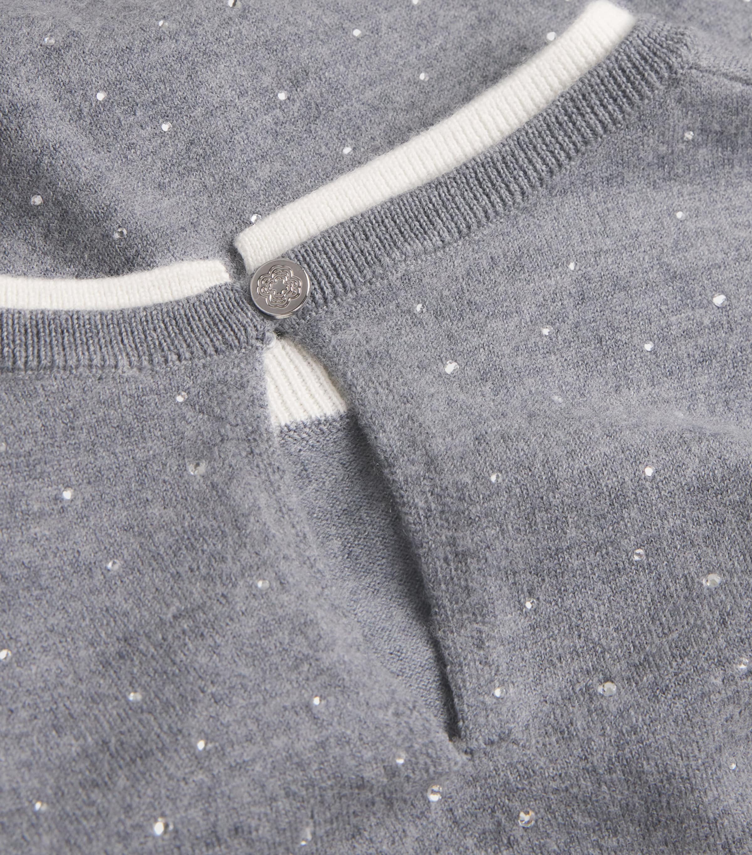 Embellished-Wool Short-Sleeve Sweater GREY Image 5