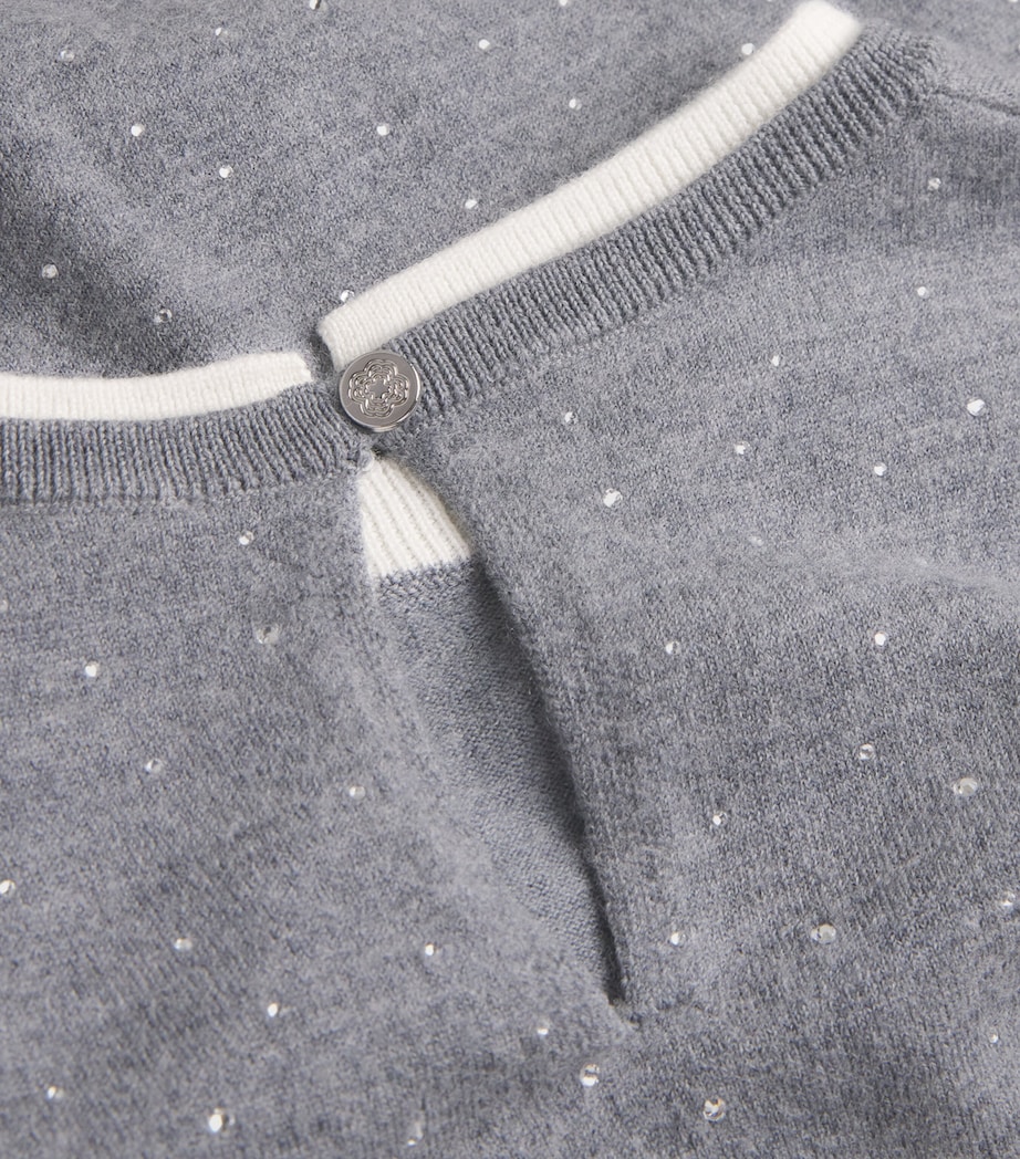 Embellished-Wool Short-Sleeve Sweater GREY Image 5
