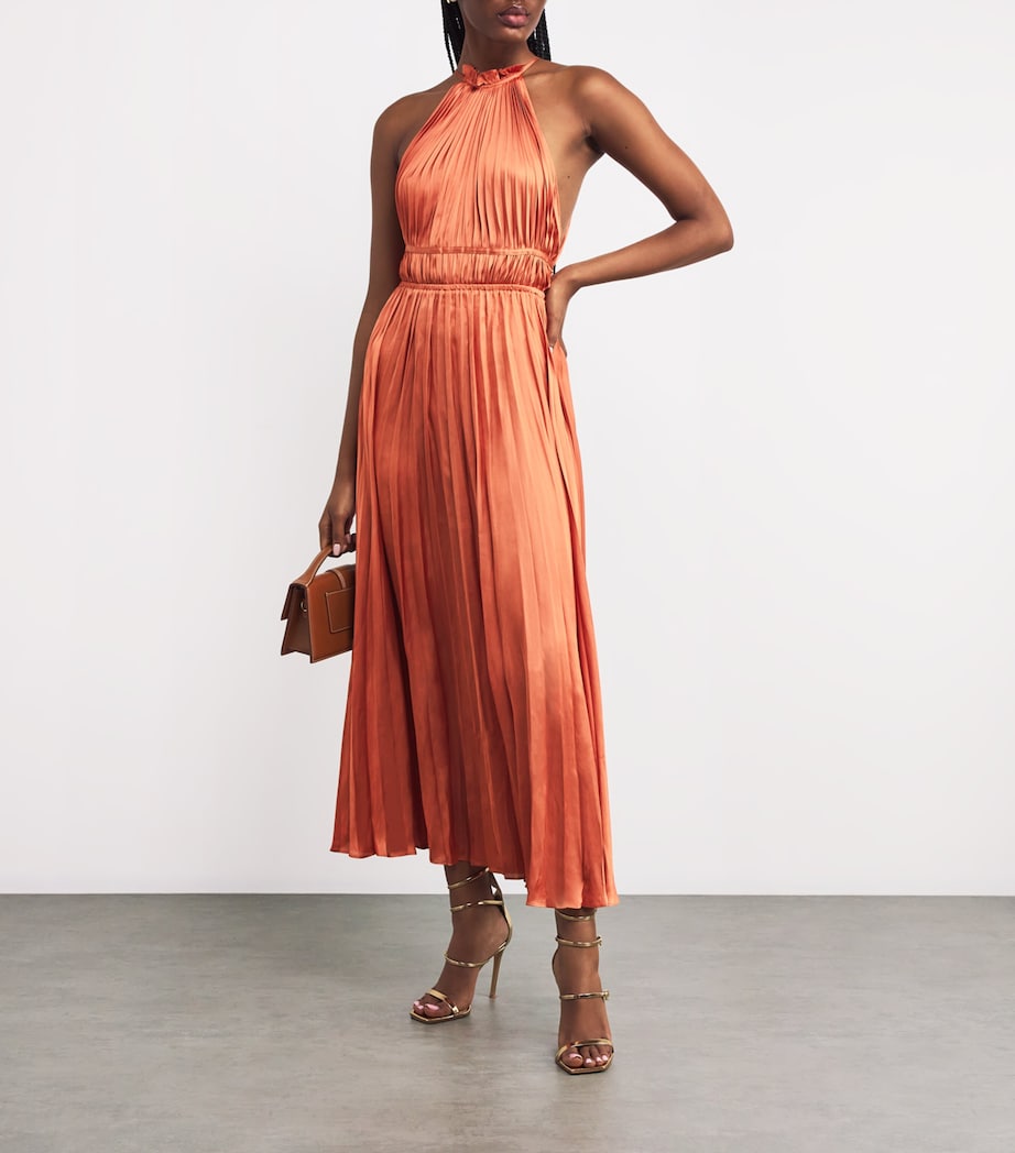 Satin Pleated Midi Dress TERRACOTA Image 2