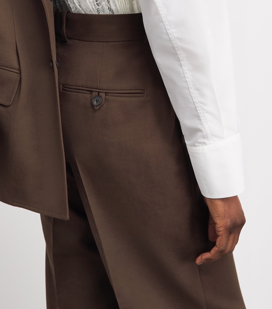 Polo Ralph Lauren Womens Cotton-Wool Straight-Leg Trousers Dark Beech Image 3