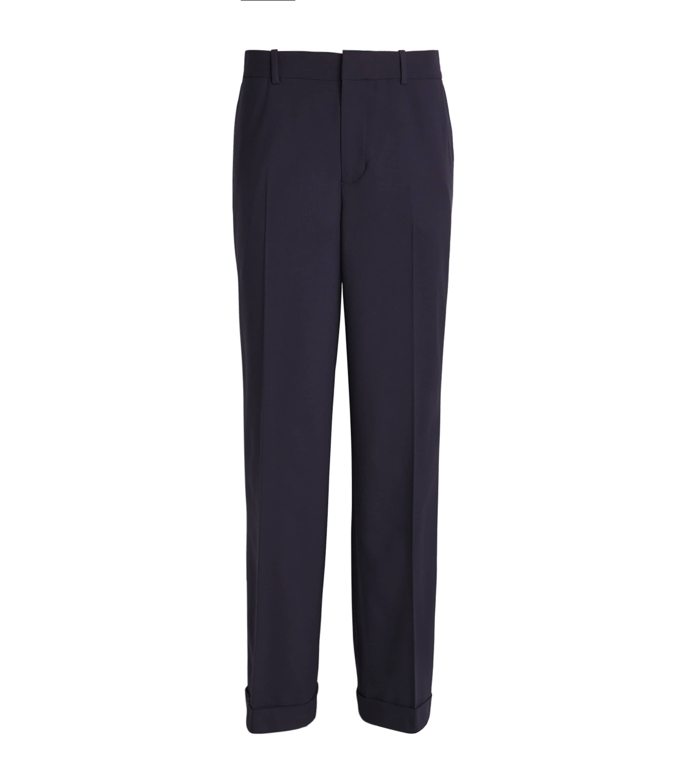 Polo Ralph Lauren Stretch-wool Wide-leg Trousers In Navy