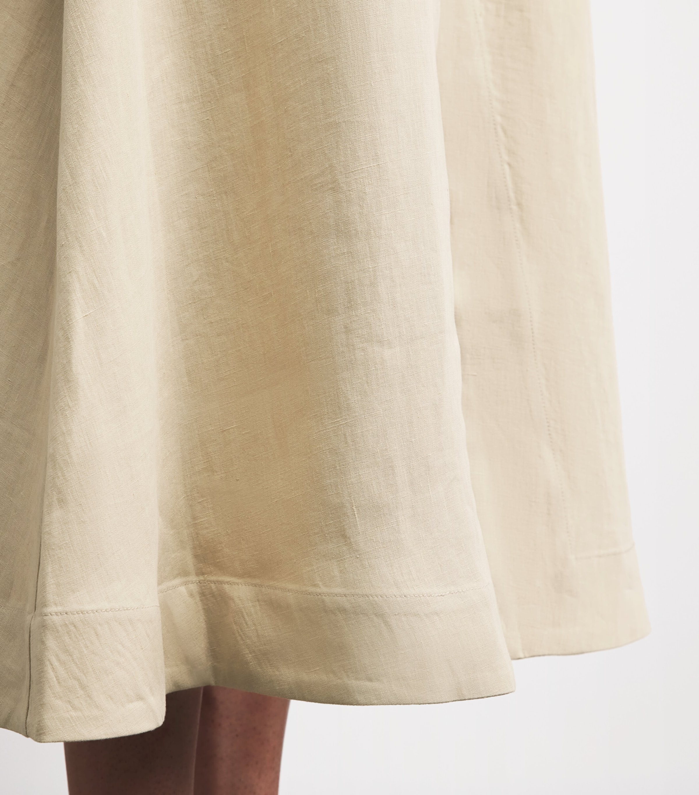 Le Kasha Womens Linen Raqi Crossover Midi Skirt Beige Image 3