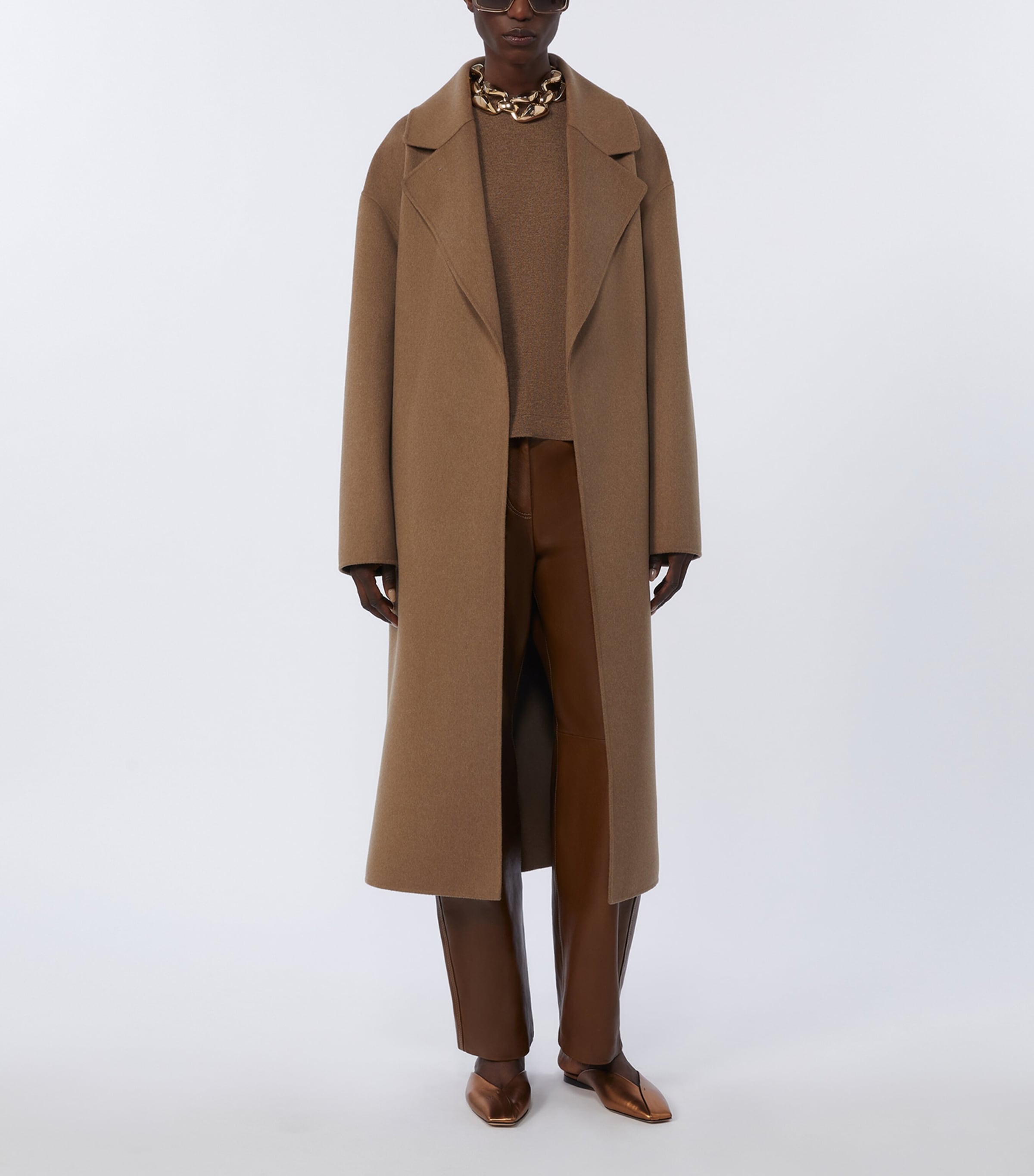 Max Mara Womens Virgin Wool-Cashmere Sweater Mud Image 2