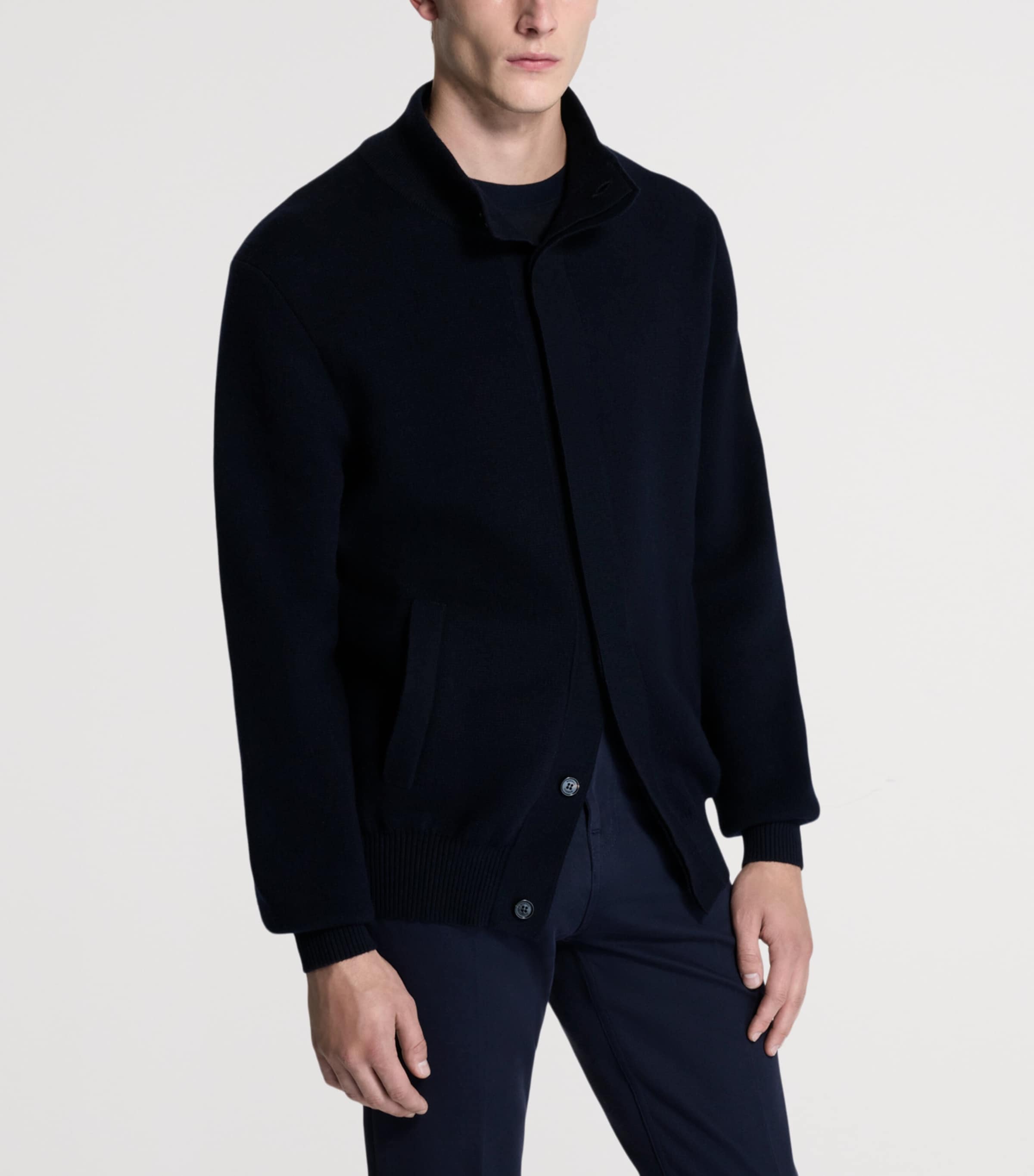 Dunhill Mens Cotton-Cashmere Athluxury Bomber Jacket Navy Image 4