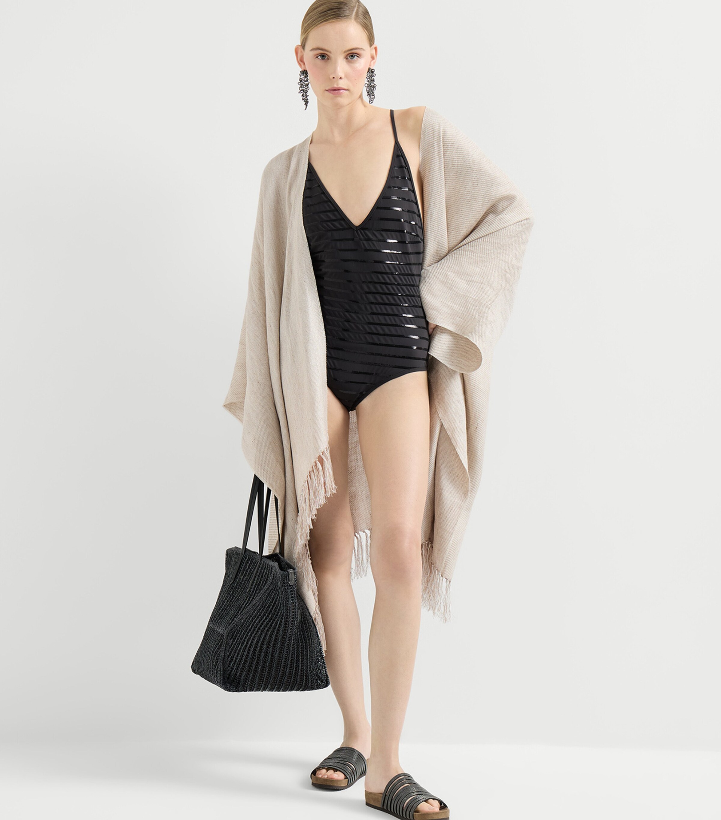 Brunello Cucinelli Womens Dazzling Stripe Swimsuit Image 3