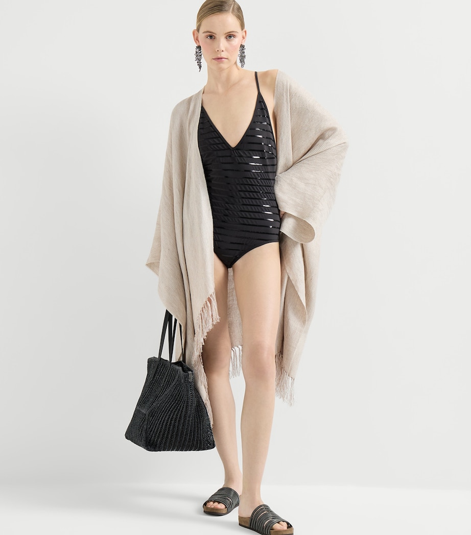 Brunello Cucinelli Womens Dazzling Stripe Swimsuit Image 3