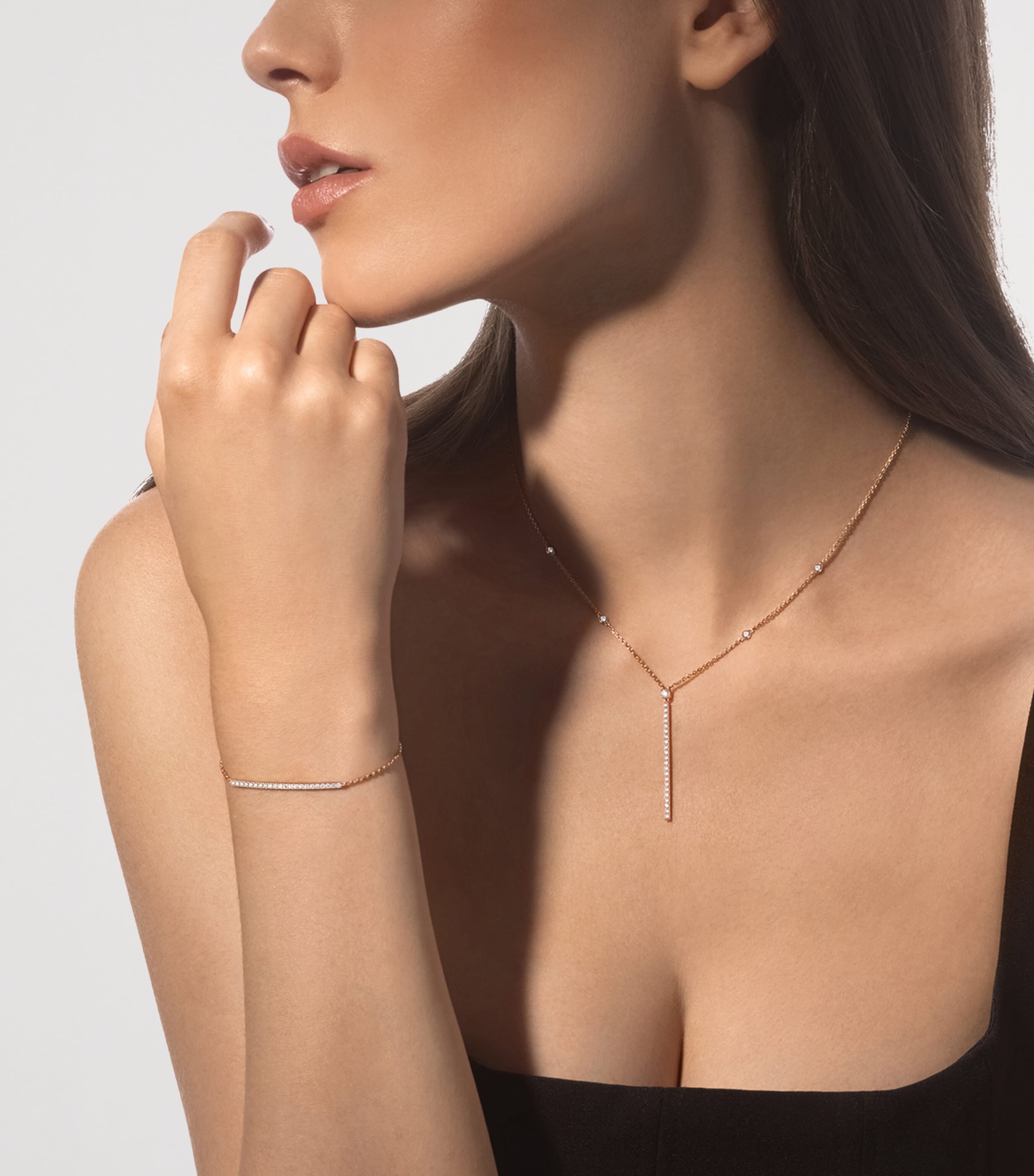 Messika Gatsby Rose Gold and Diamond Pavé Chain Bracelet (0.25ct) Pink Gold Image 2