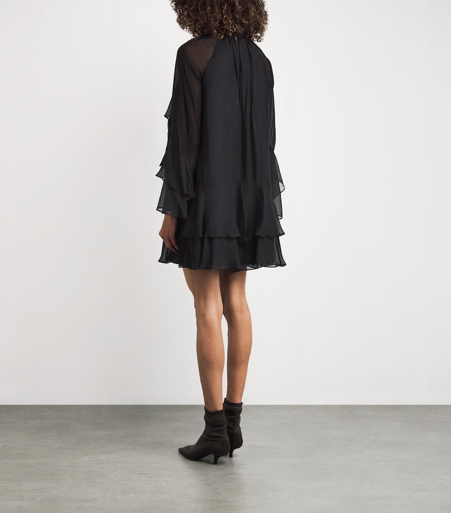 Silk Tiered Adlington Mini Dress BLACK Image 3