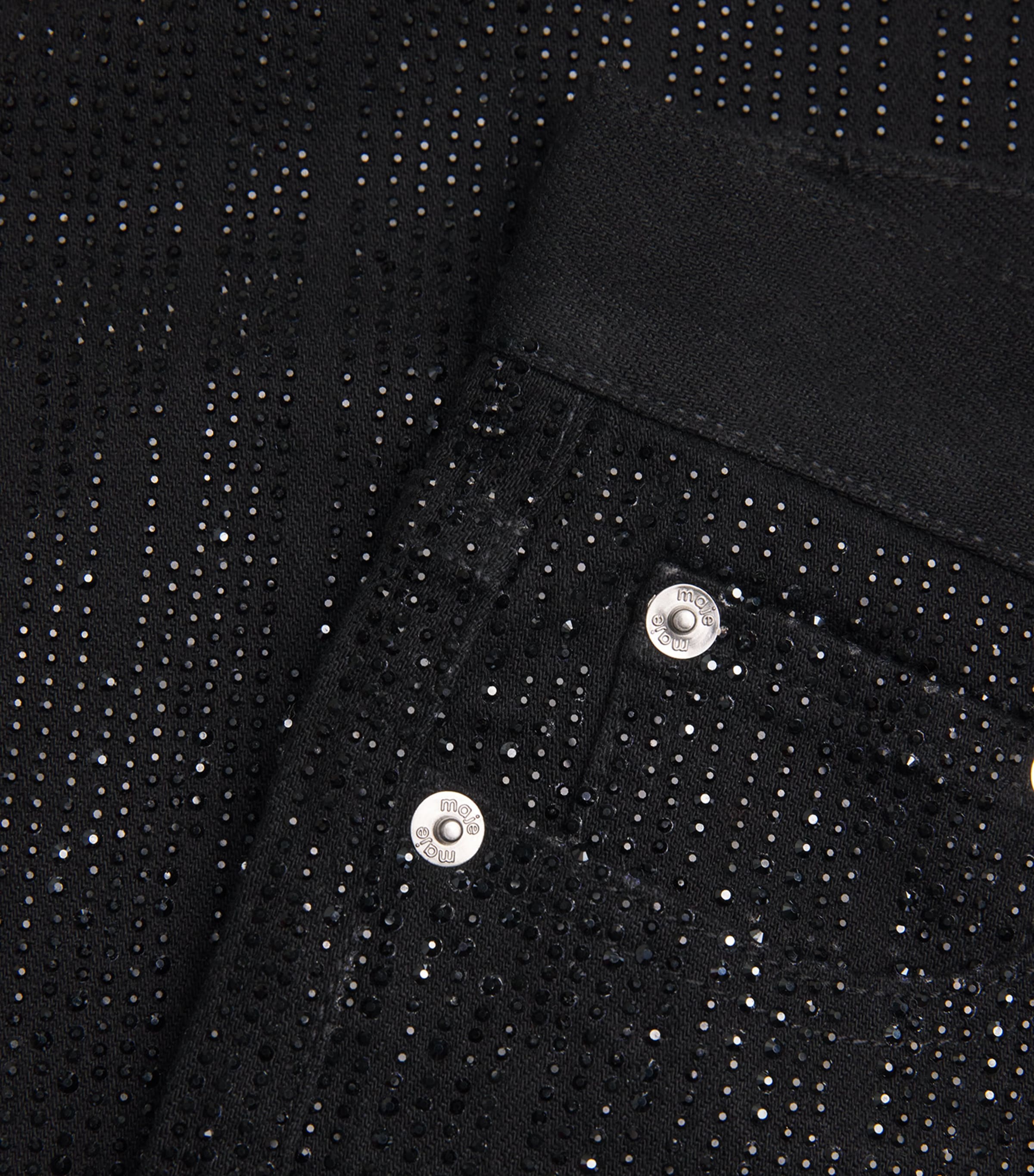 Rhinestone-Embellished Wide-Leg Jeans BLACK Image 5