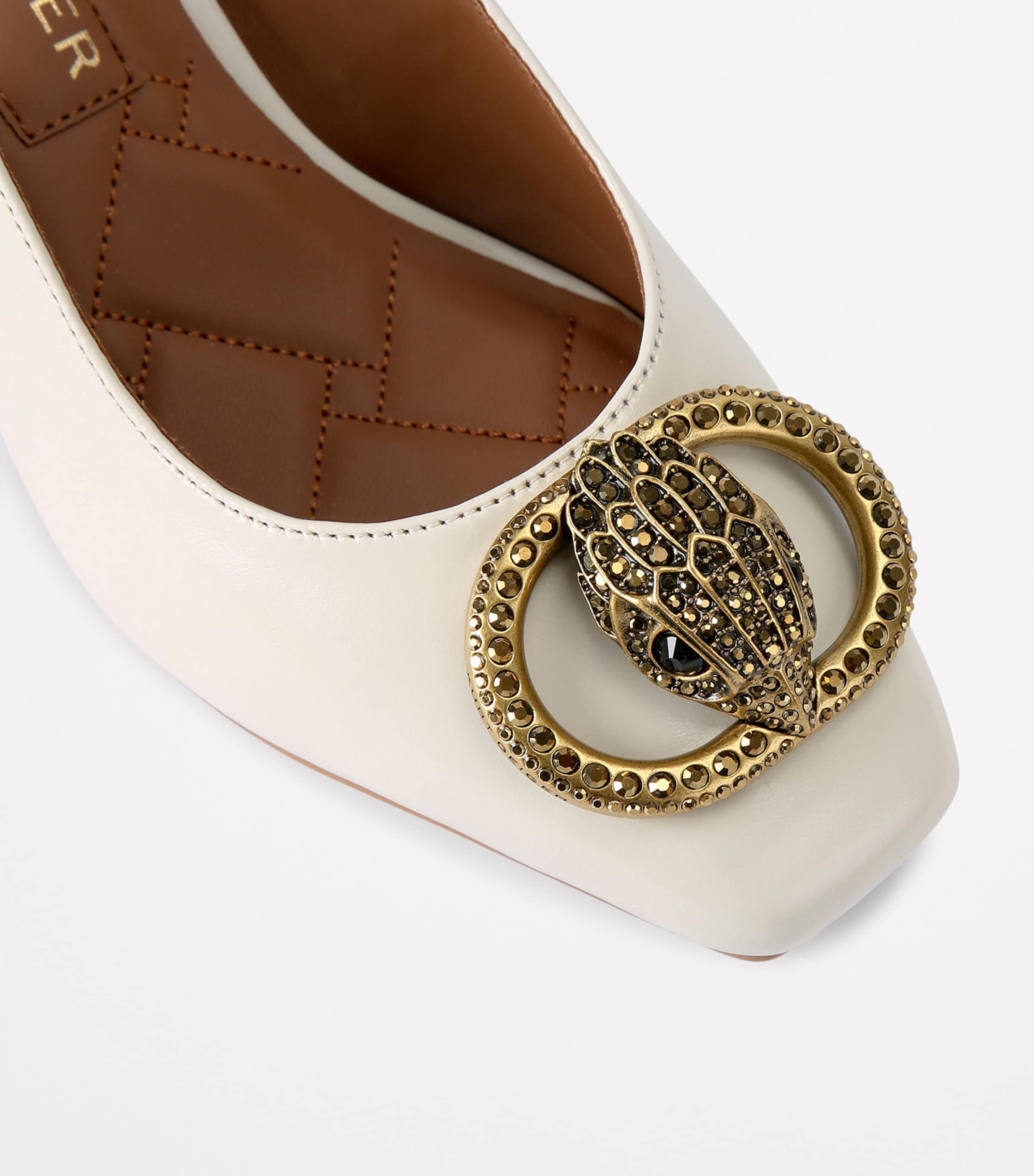 Kurt Geiger London Leather Chelsea Slingback Pumps Bone Image 3