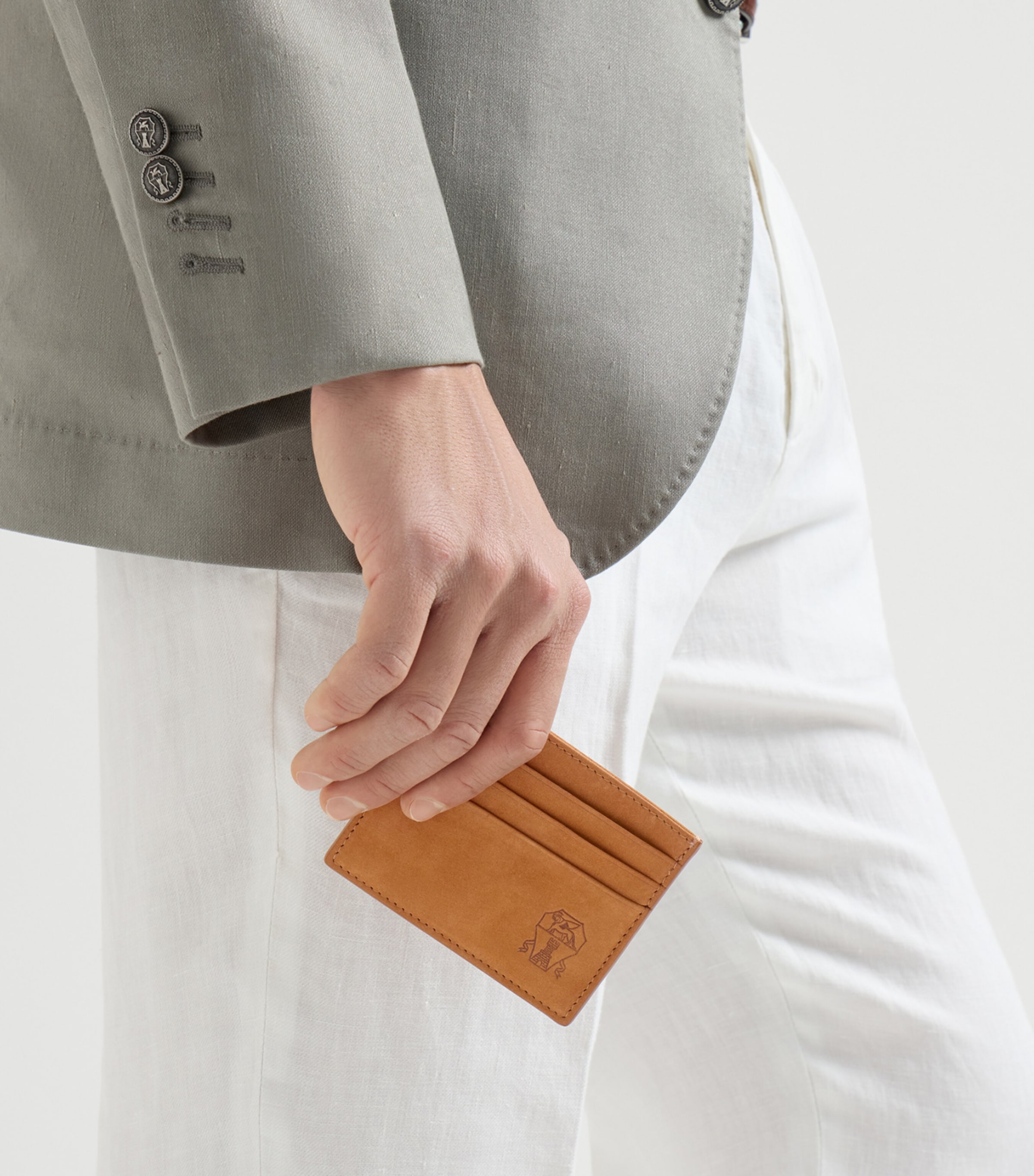 Brunello Cucinelli Nubuck Logo Card Holder Image 2