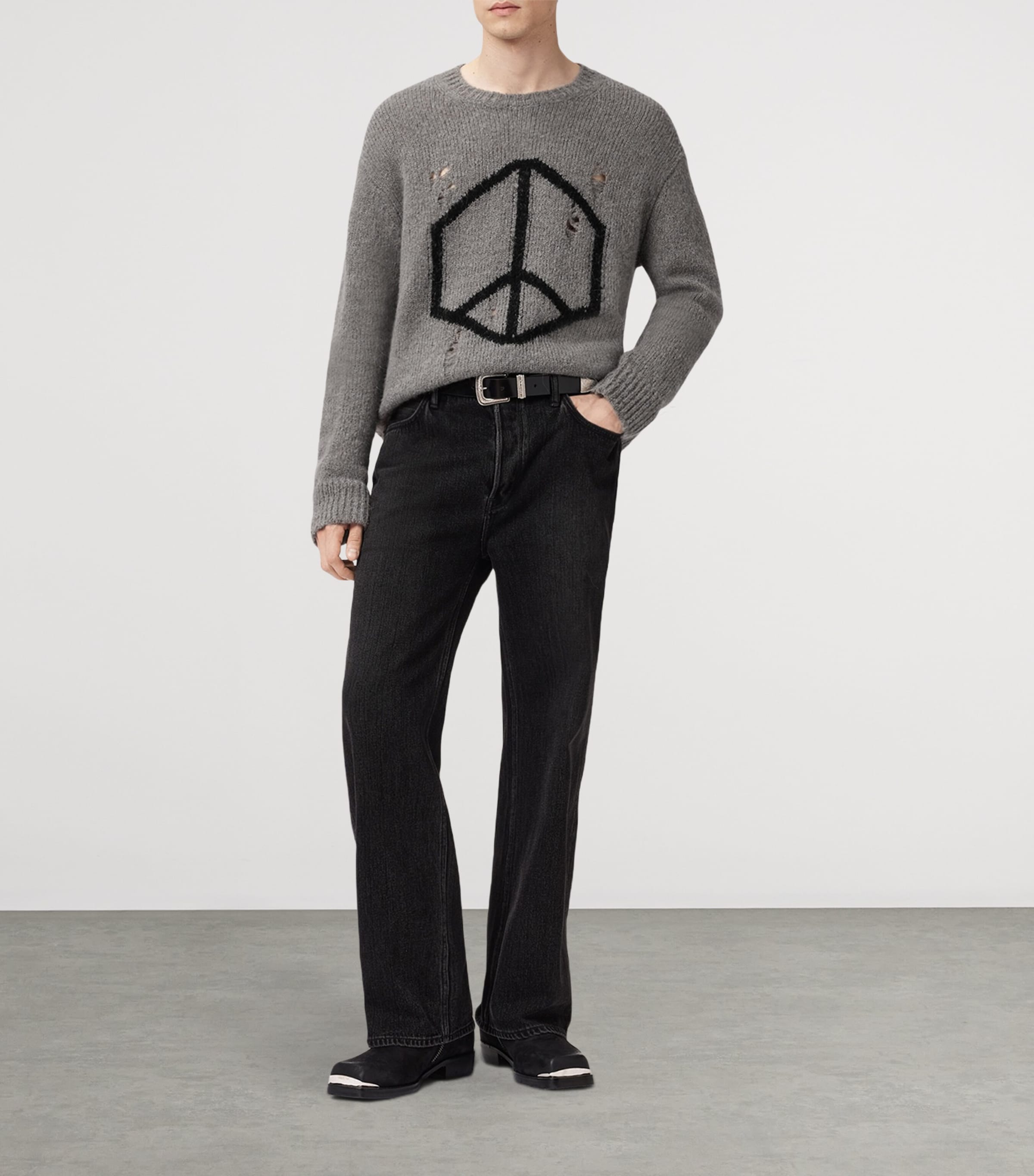 Wool-Blend Message Sweater GUNMETAL GREY Image 2