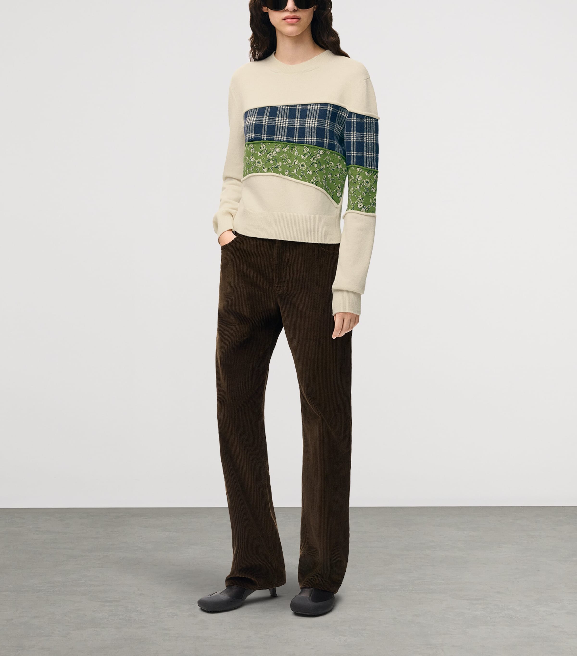 LOEWE Womens x Cosima Von Bonin Wool-Blend Patchwork Sweater White/multicolor Image 2