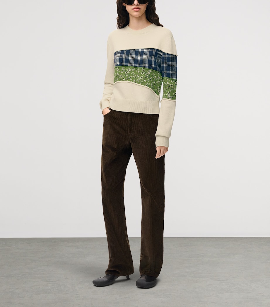 LOEWE Womens x Cosima Von Bonin Wool-Blend Patchwork Sweater White/multicolor Image 2
