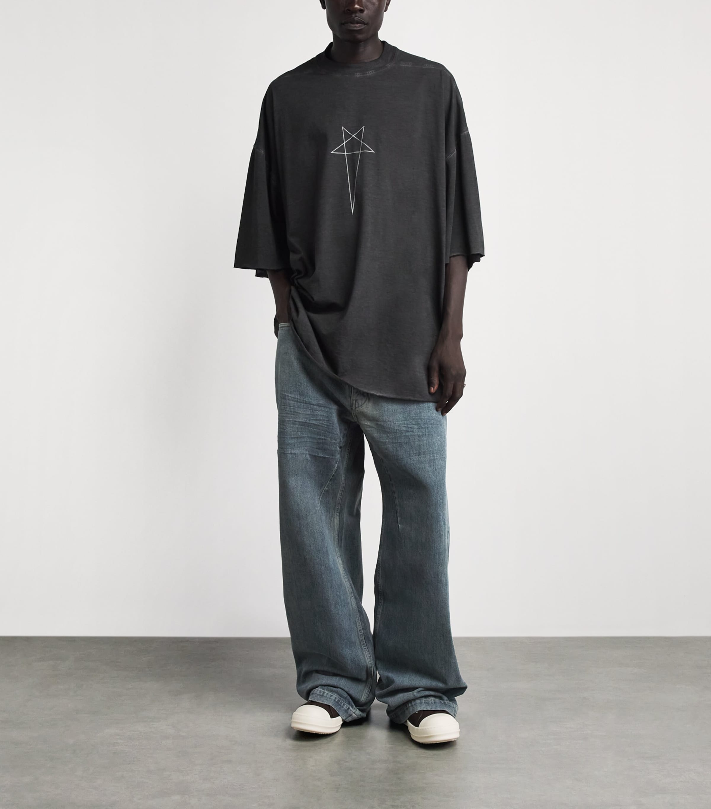 Rick Owens Mens Geth Wide-Leg Jeans Mineral Indigo Image 2