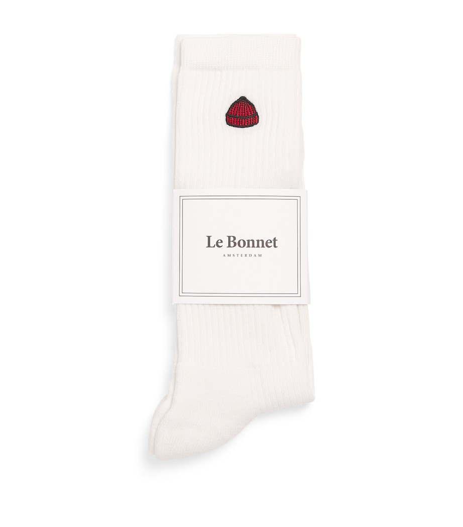 Le Bonnet Mens Cotton-Blend Logo Socks Snow Image 1