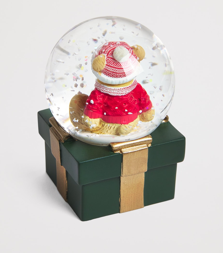 Mini Christmas Bear Snow Globe GREEN Image 2