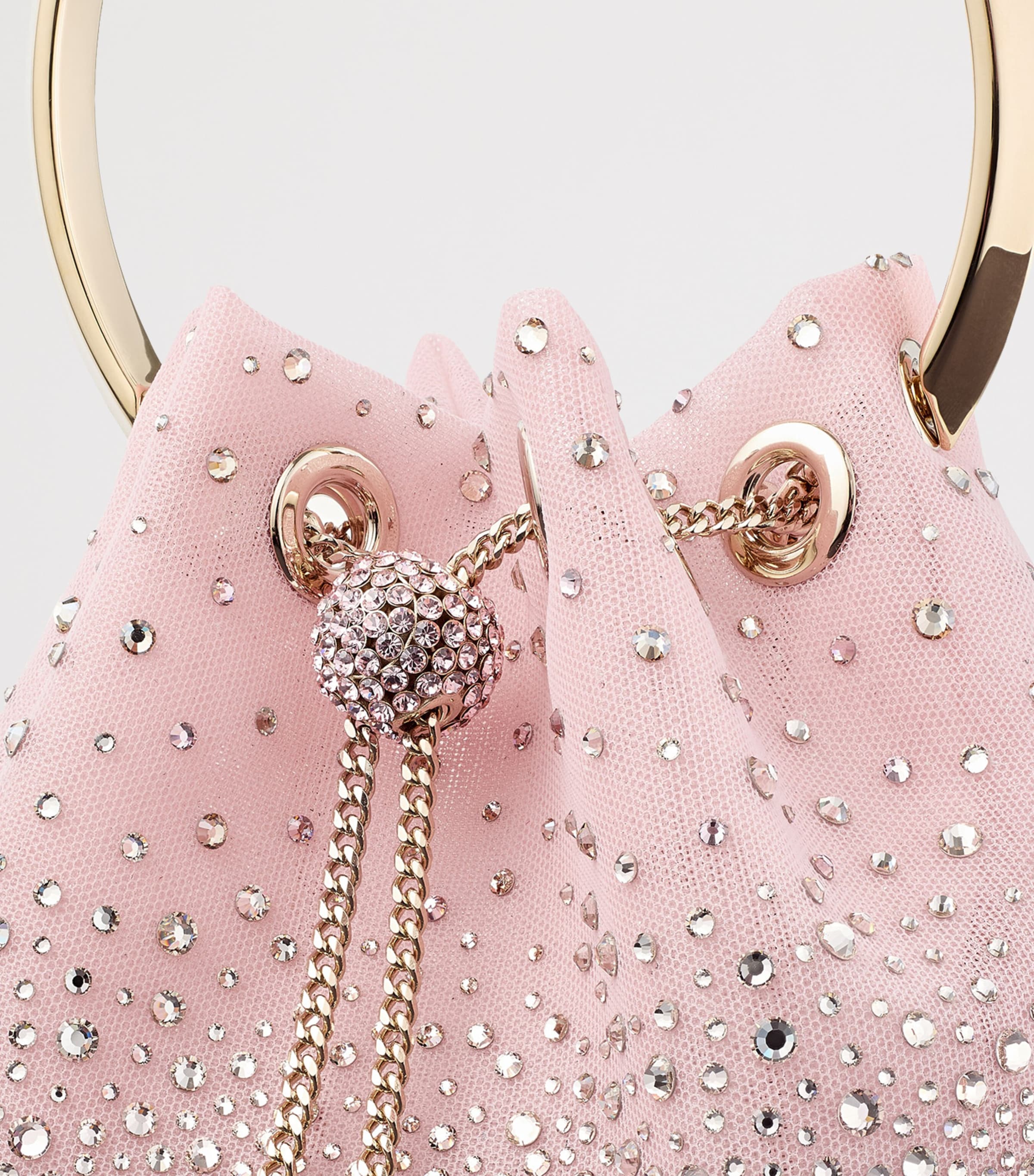 Jimmy Choo Rose Gold Embellished Bon Bon Top-Handle Bag | Harrods US