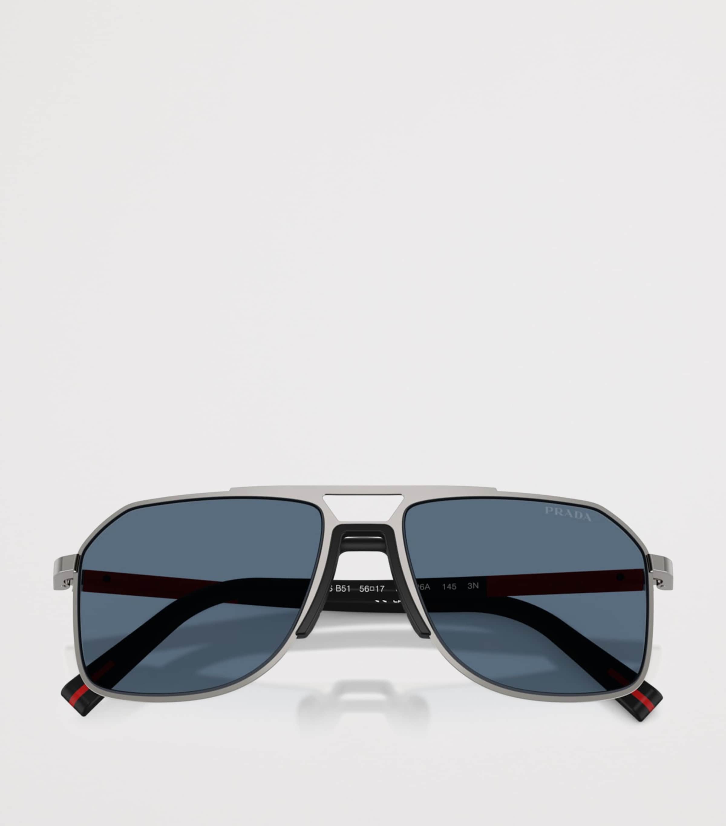 Prada Linea Rossa Metal PR B51S Pilot Sunglasses Grey Image 4