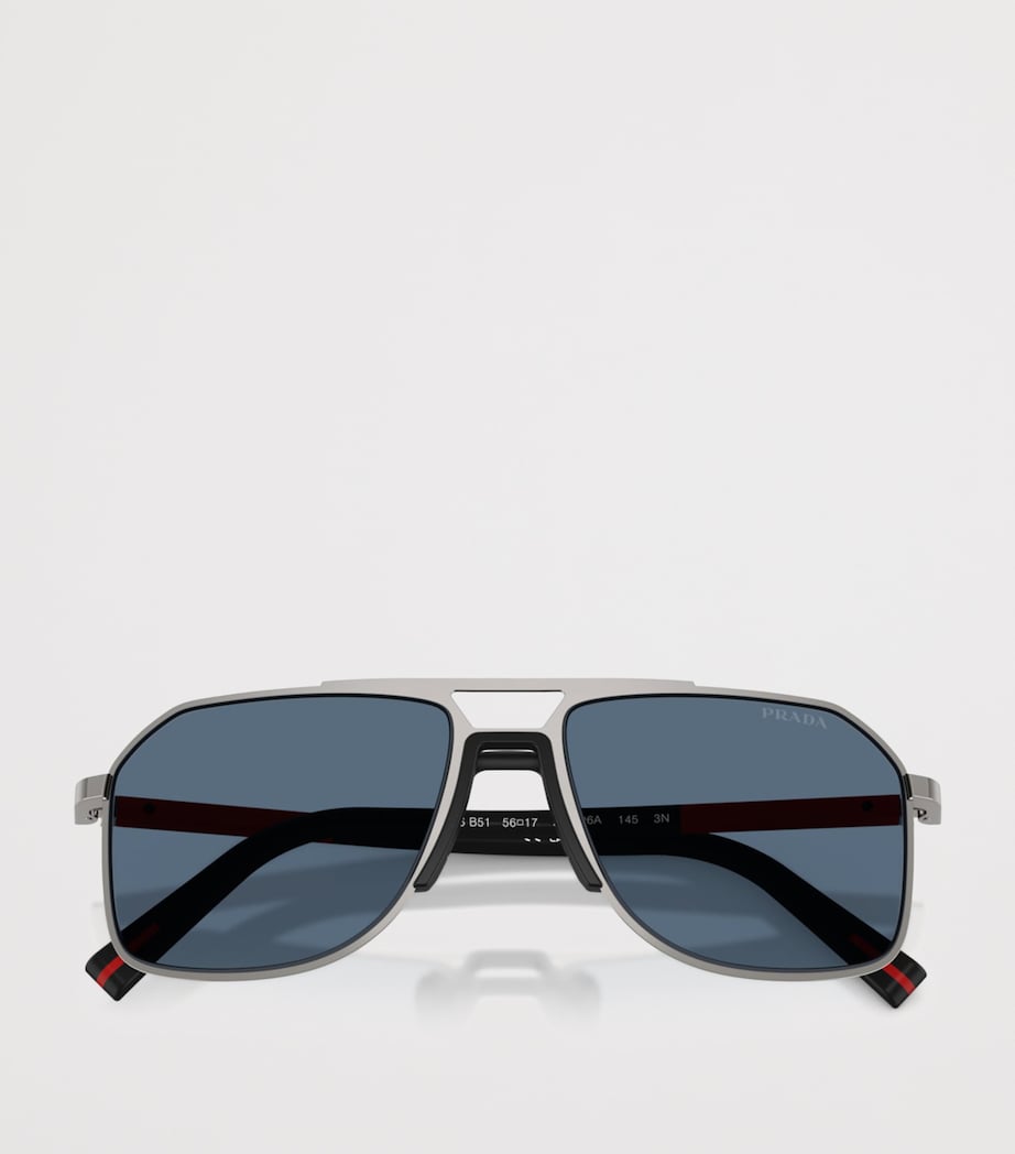 Prada Linea Rossa Metal PR B51S Pilot Sunglasses Grey Image 4