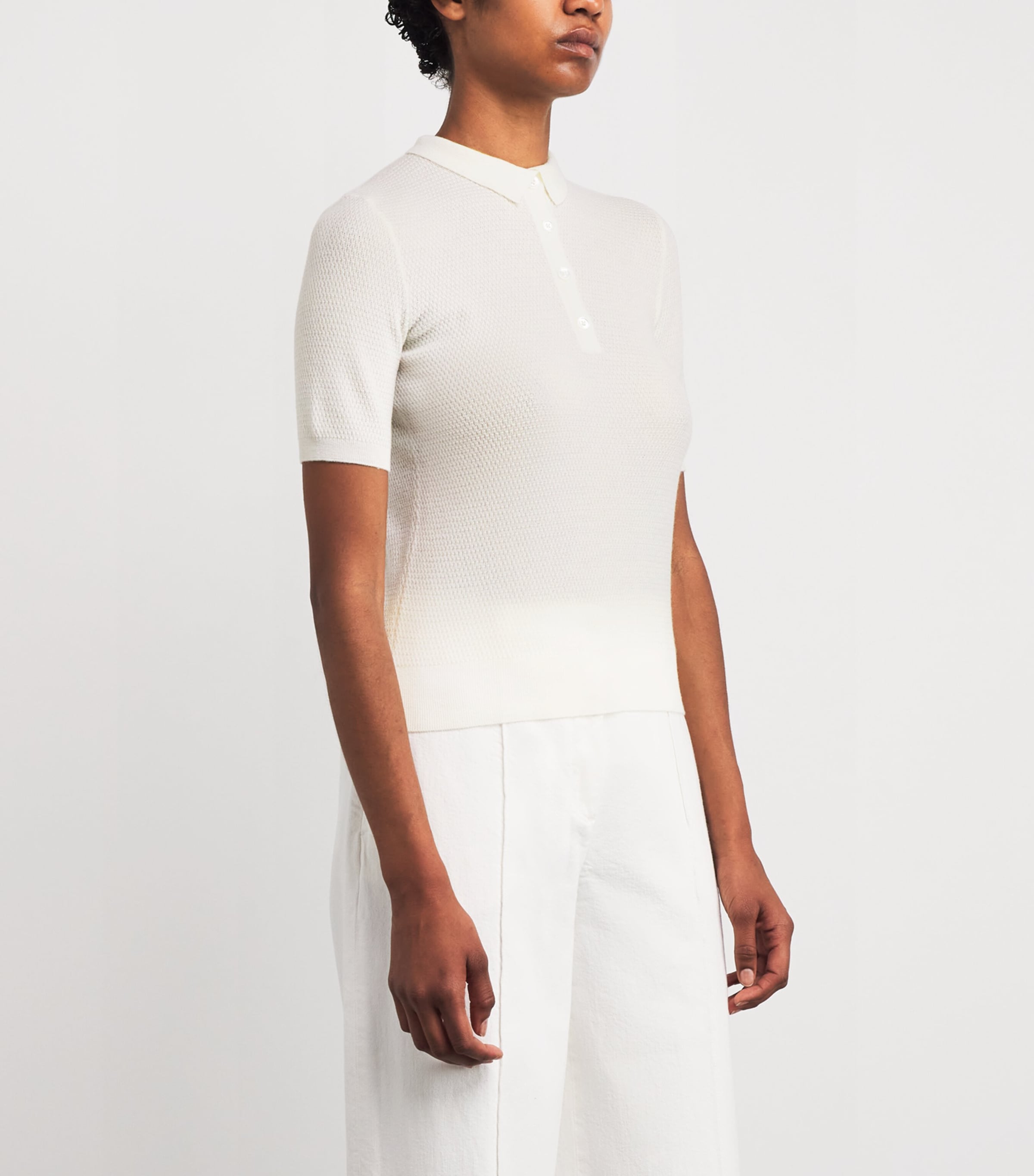 Eleventy Womens Cashmere Knitted Polo Shirt Bianco Image 3