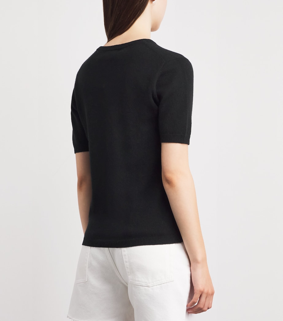 Soft Goat Womens Cashmere Short-Sleeve Sweater Black Image 5