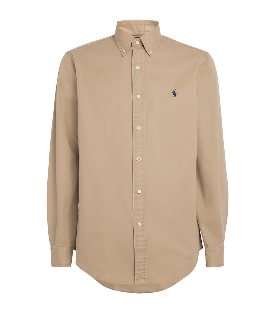 Polo Ralph Lauren Mens Cotton Custom-Fit Shirt Surrey Tan Image 1