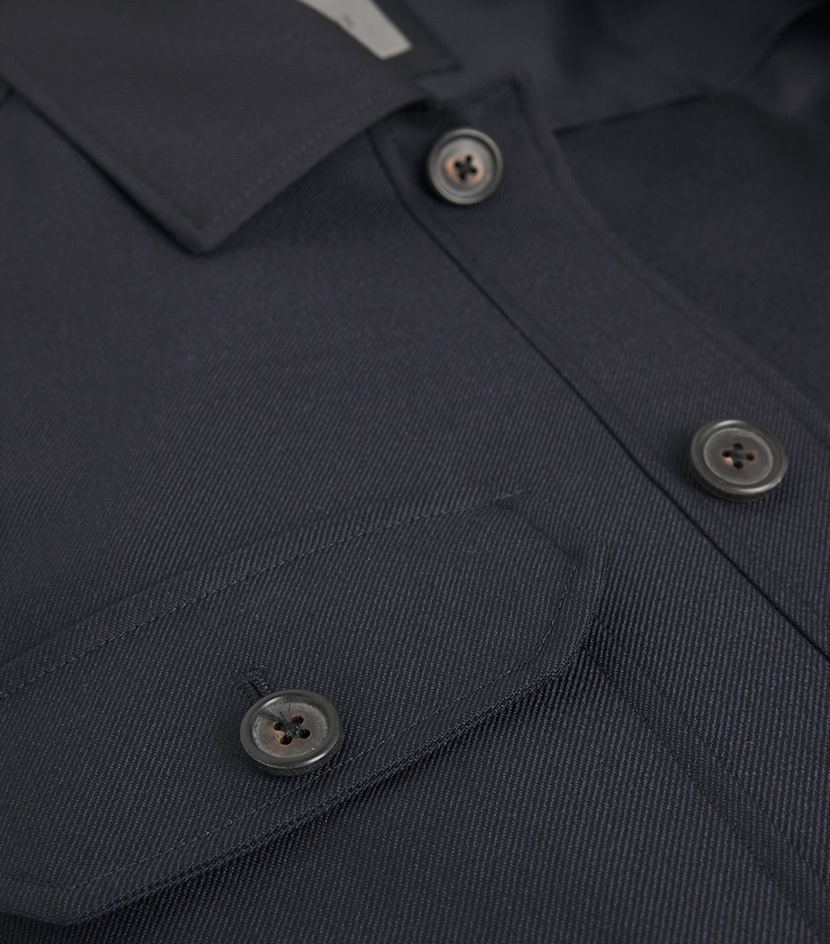 Corneliani Mens Water-Repellent Techwool Overshirt Dark Blue Image 6