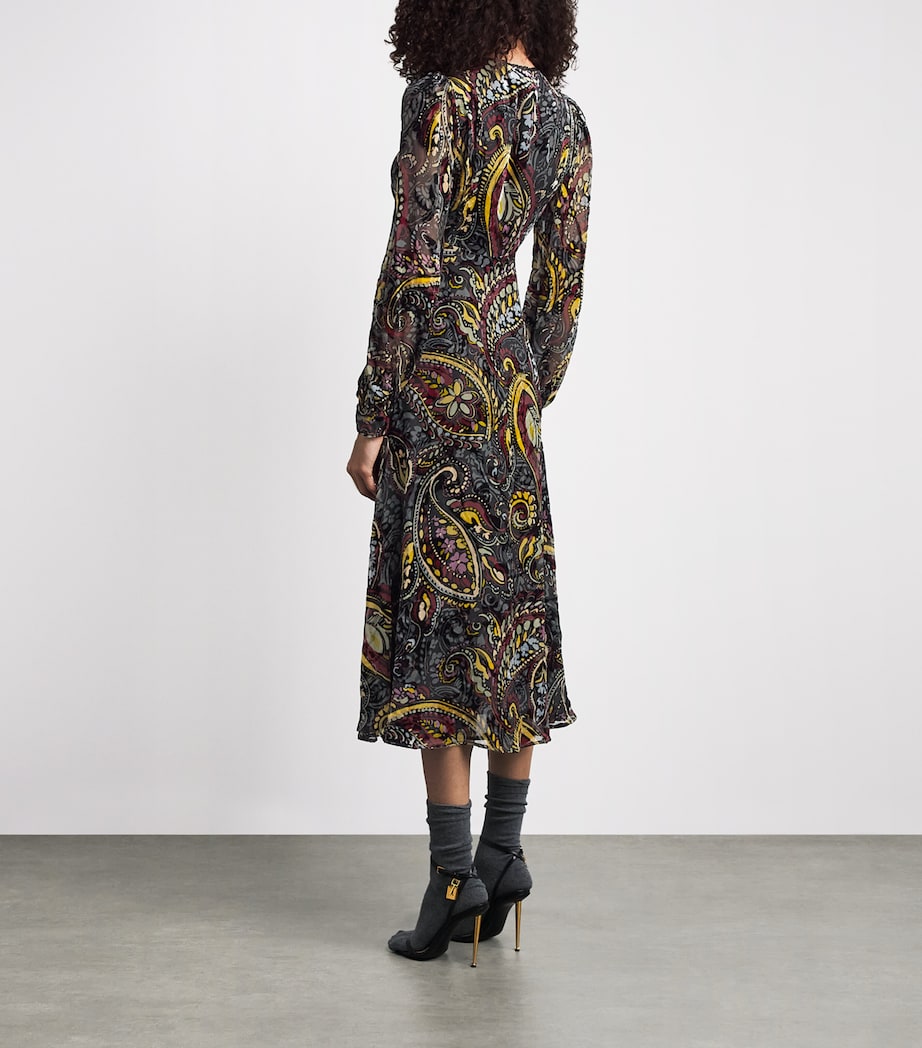 Etro Womens Silk Long-Sleeve Midi Dress Print/black Bs Image 4