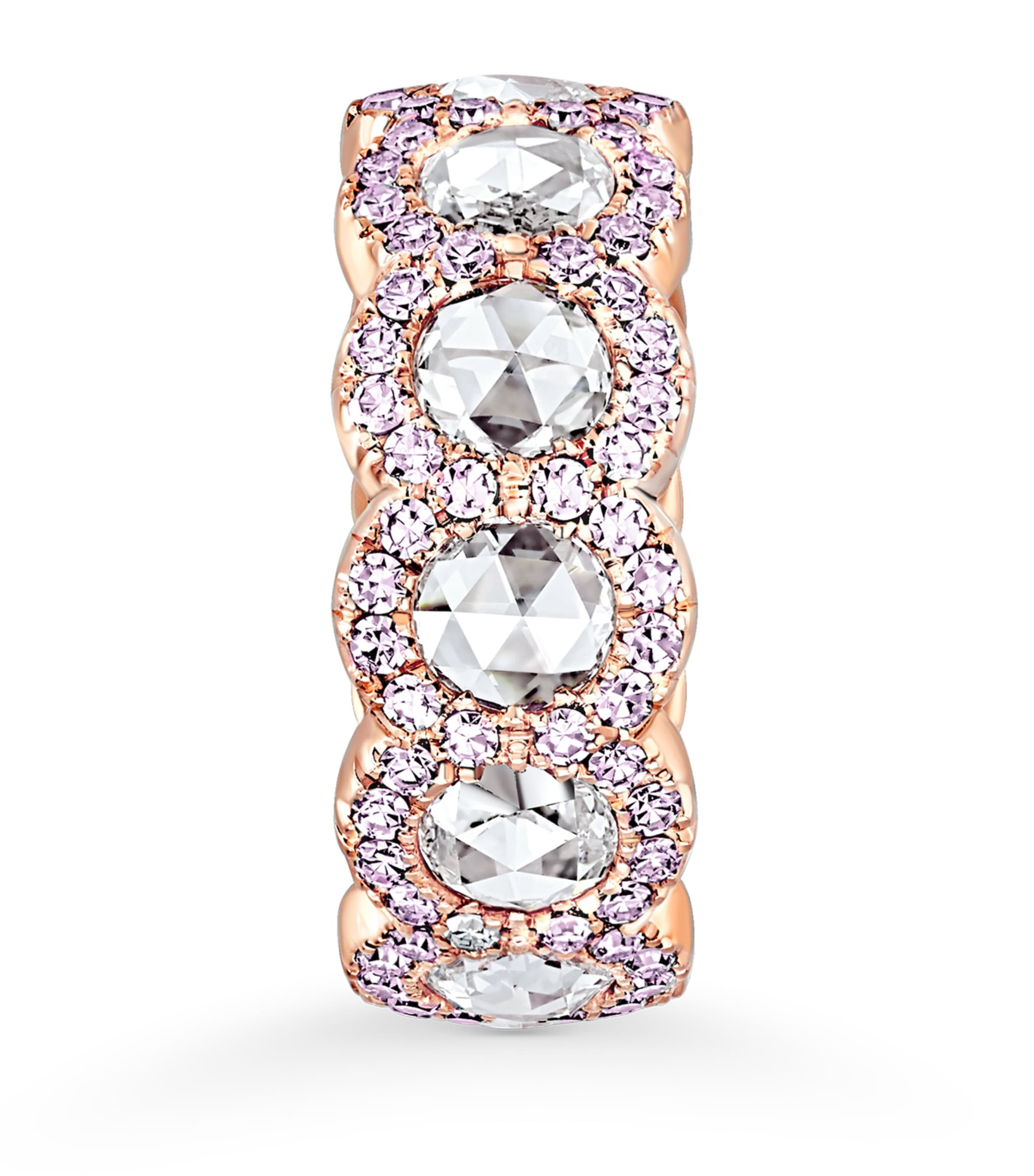 Rose Gold and Pink Diamond Rose Cut Eternity Ring Image 2