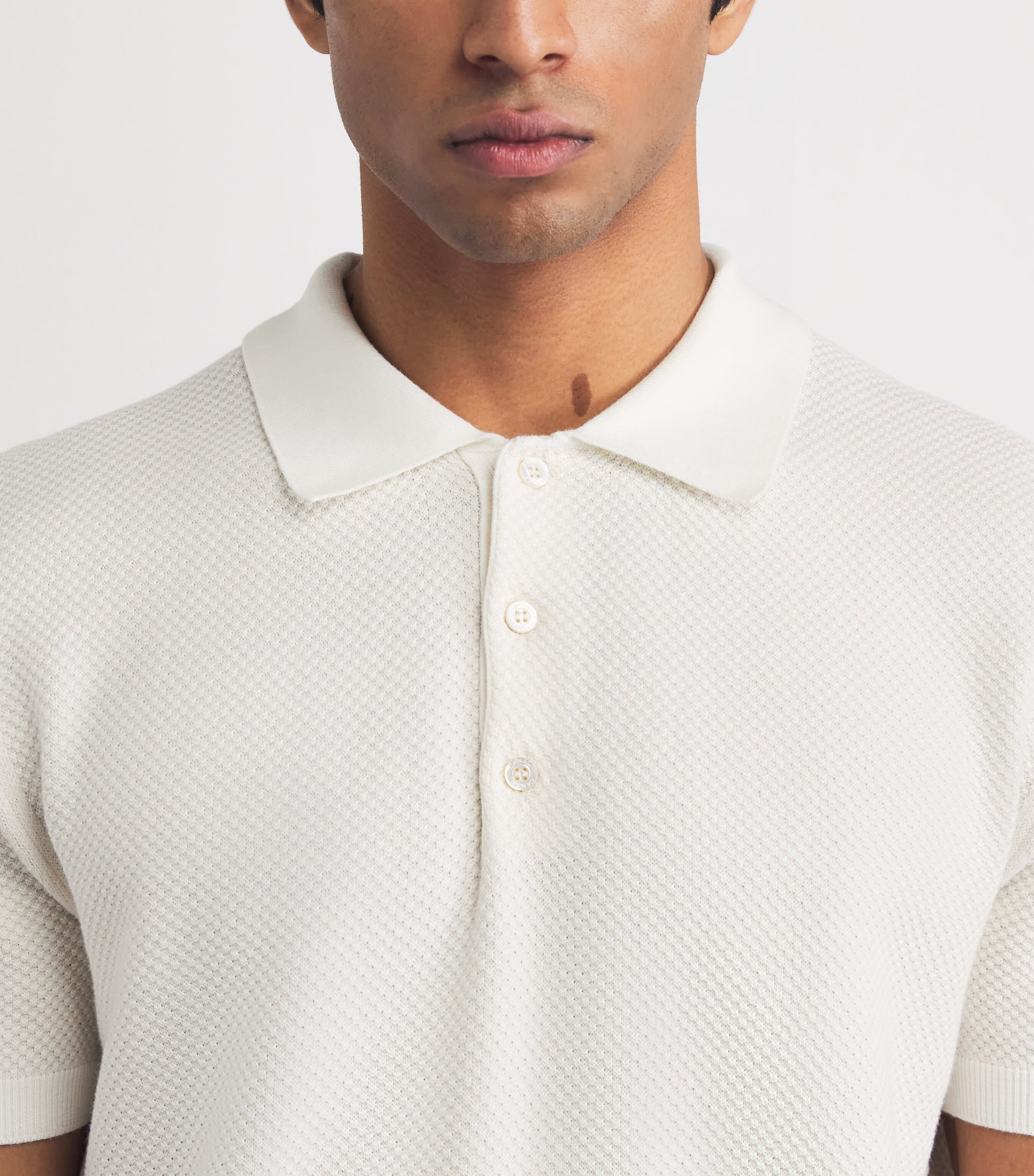 Canali Mens Cotton Micro-Jacquard Polo Shirt Image 3
