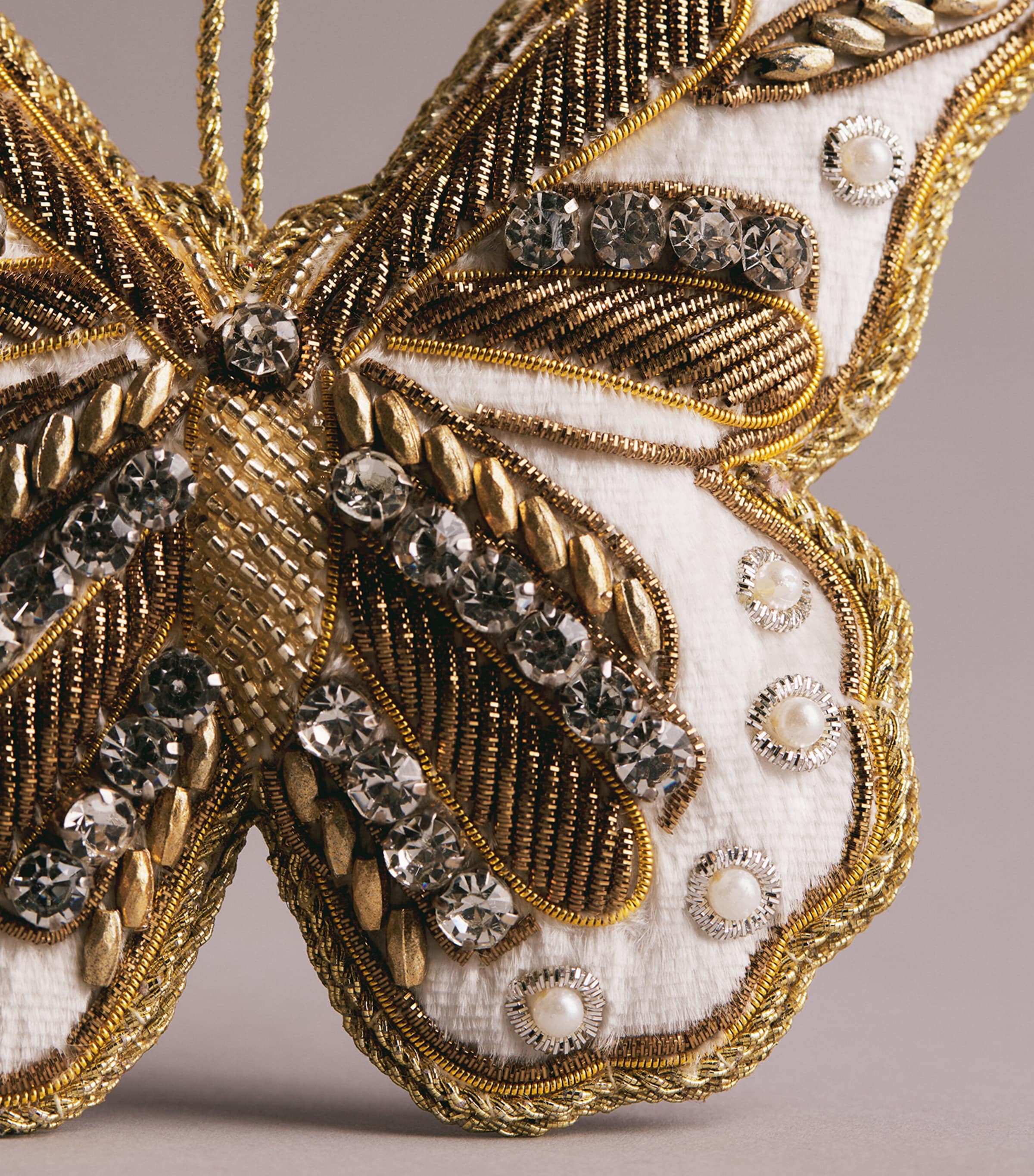 Tinker Tailor Crystal-Embellished Butterfly Tree Decoration White & Gold Image 2