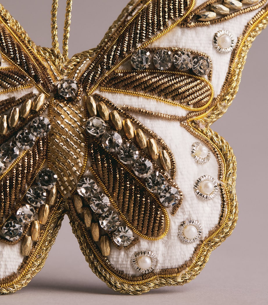 Tinker Tailor Crystal-Embellished Butterfly Tree Decoration White & Gold Image 2