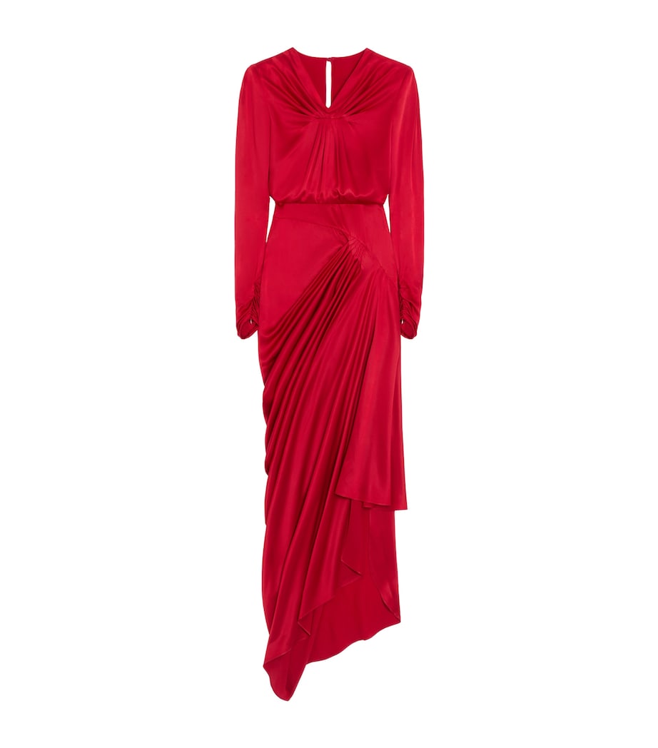 Valentino Womens Silk Satin Draped Gown Image 1