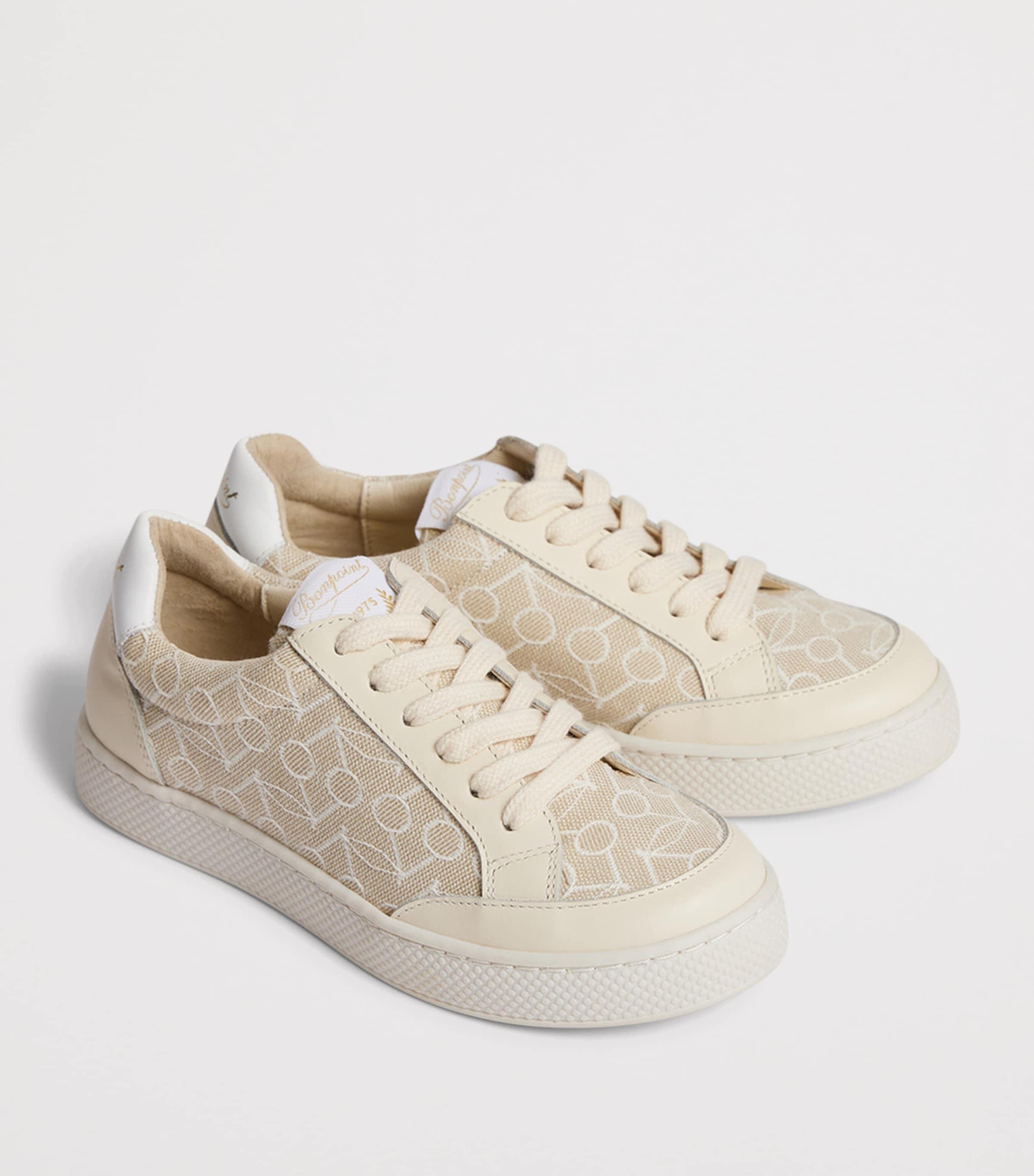 Bonpoint Cotton-Leather Cameron Sneakers Beige Image 3