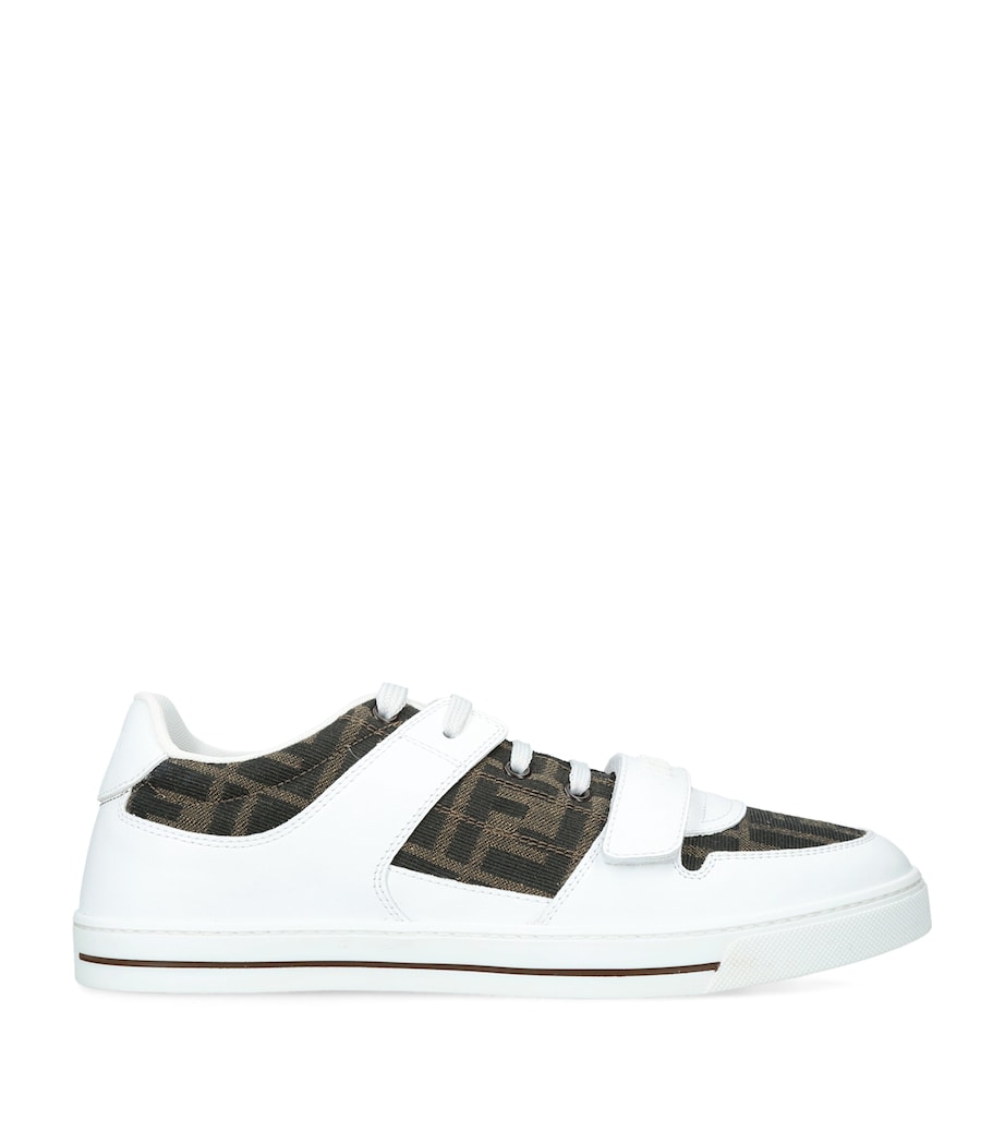 Fendi Kids Leather Logo Sneakers White/comb Image 1
