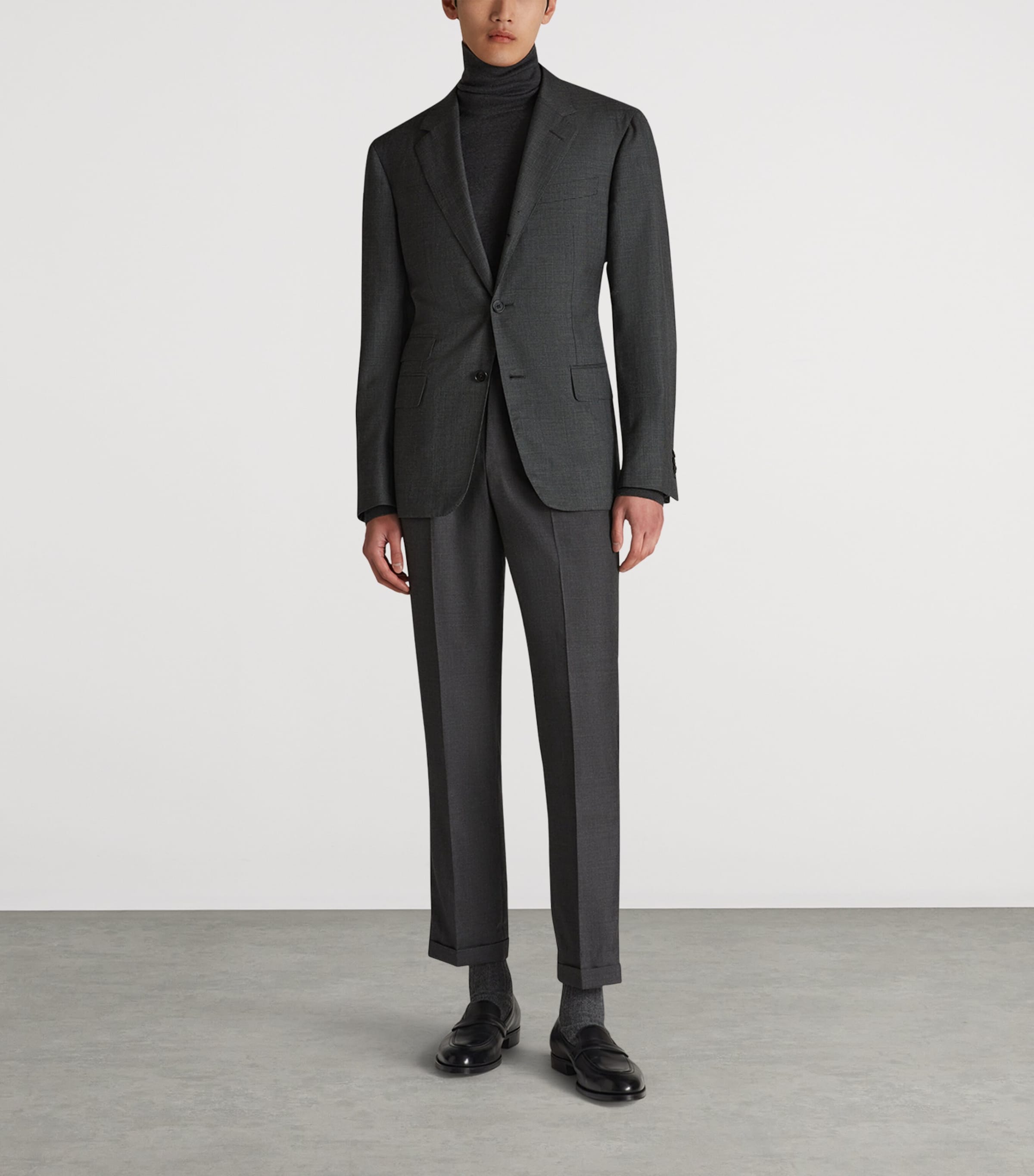 Cashmere Double Pleated Trousers 037MID GREY Image 2