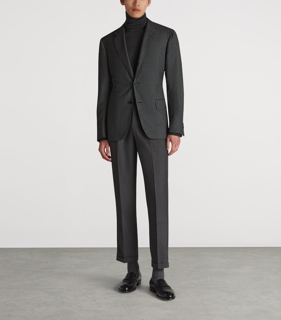 Cashmere Double Pleated Trousers 037MID GREY Image 2