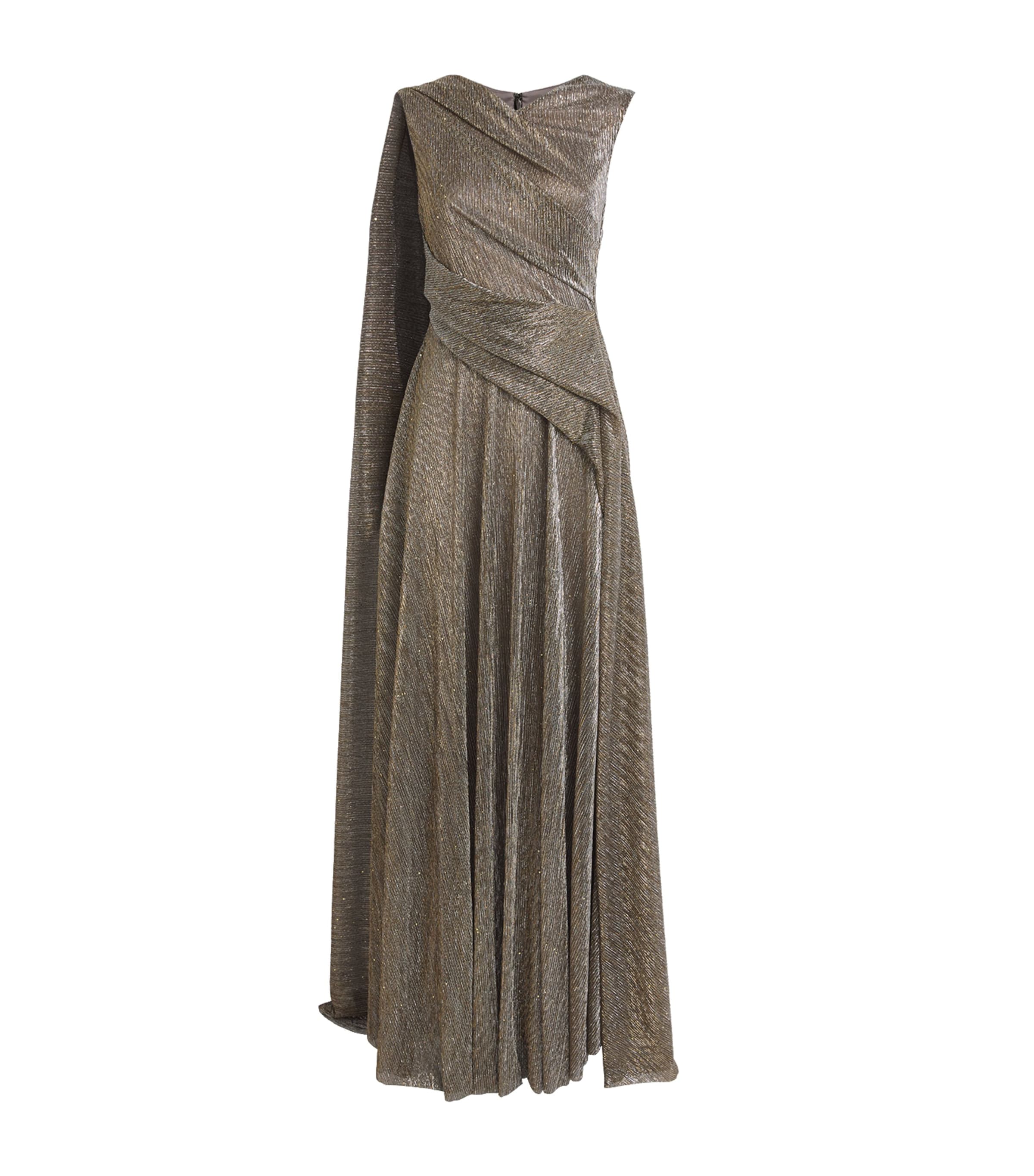 Talbot Runhof Womens Voile Cape Gown Gold Image 1