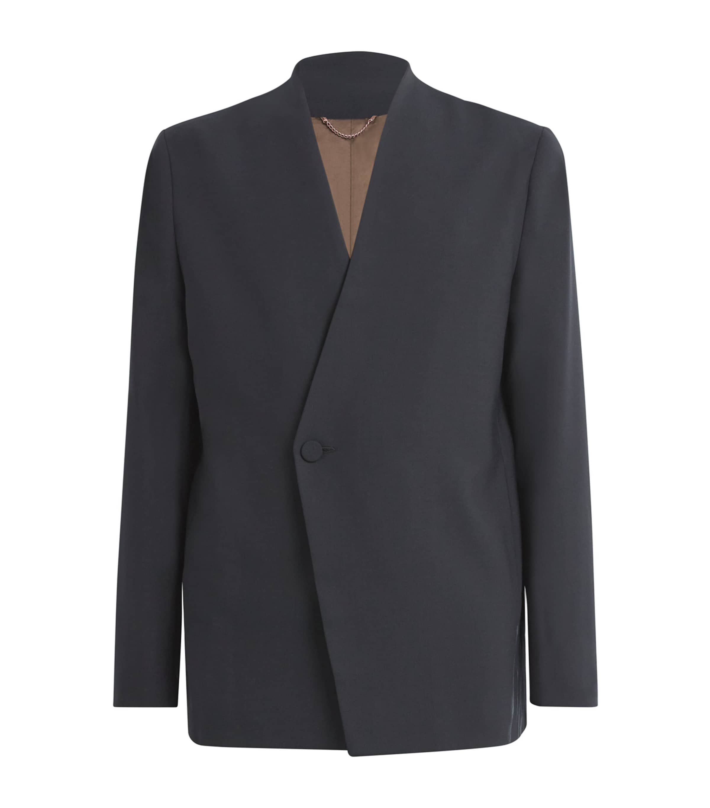 Shop Limitato Lapel-less Blazer In Navy