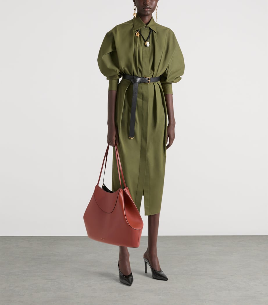 Poplin Cocoon Shirt Dress KHAKI Image 2