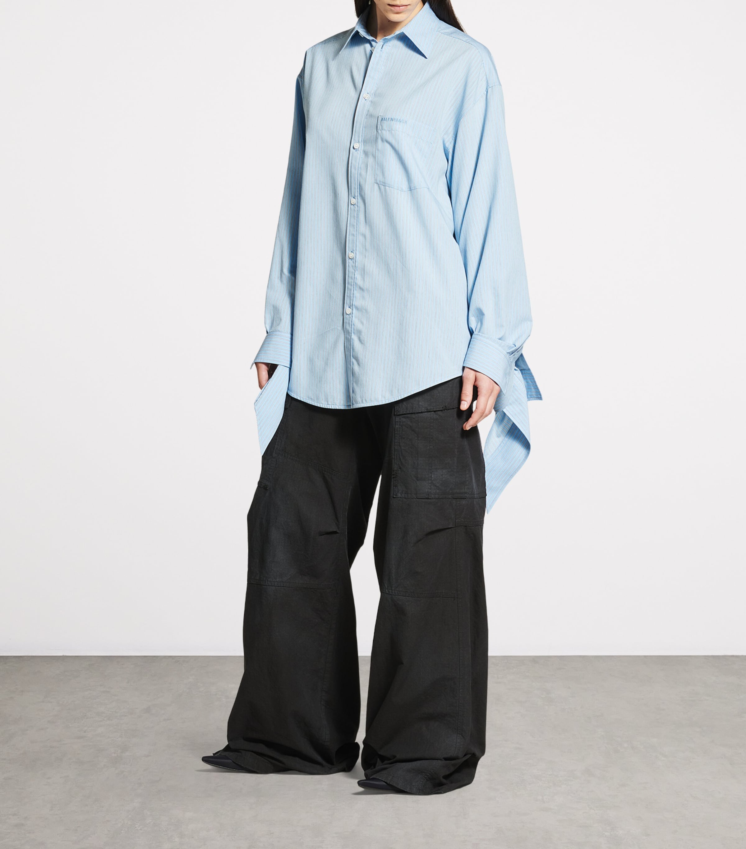 Balenciaga Womens Cotton-Blend Knotted-Cuff Shirt Image 3